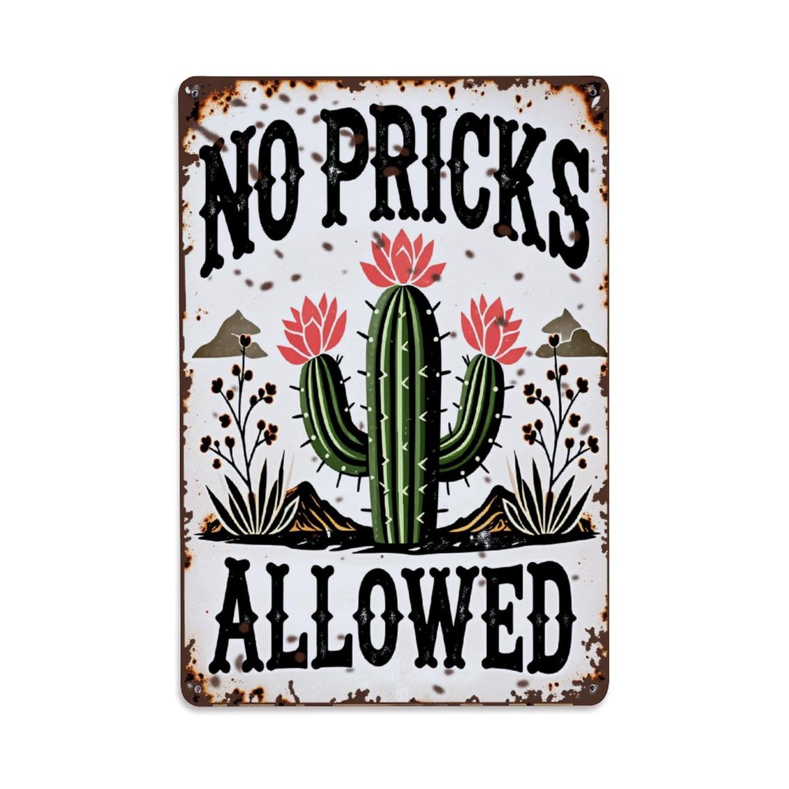 Cactus Desert Flowers Mountains Sign Tin Sign Metal Poster Vintage Metal Signs for Home Man Cave Bar Cafe Kitchen laundry room Wall Decorations Gift 8x12Inch