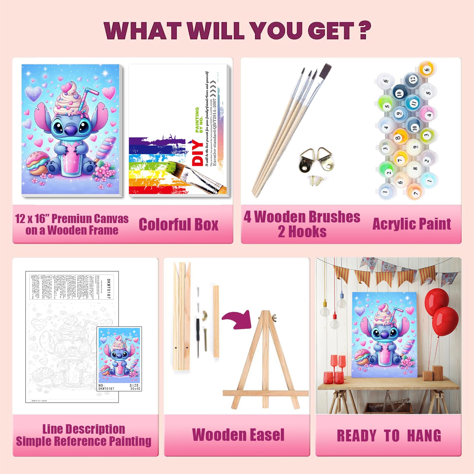 Amazon.com: Cartoon Paint by Numbers Kit for Kids with