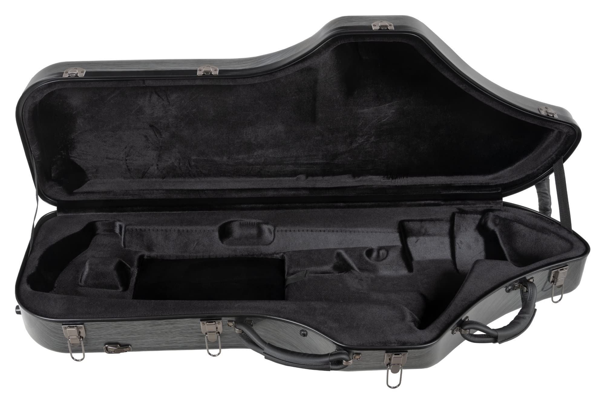 Étui Trolley Rigide Deluxe Lechgold pour Saxophone Baryton - Protection Thermoformée pour Instrument, S-Bow, Bec et Accessoires - Harnais Sac à Dos - Look Carbone Stylé