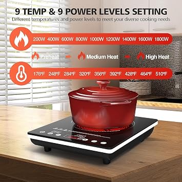 Single Burner Electric Cooktop, 1800W Electric Stove Top Portable Stove