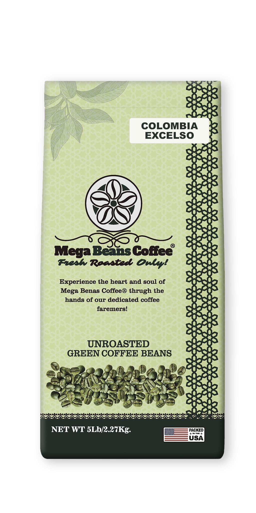 Colombia Ixtapa Excelso, Unroasted Green Coffee Beans, Mega Beans Coffee, 100% Arabica (5LB)
