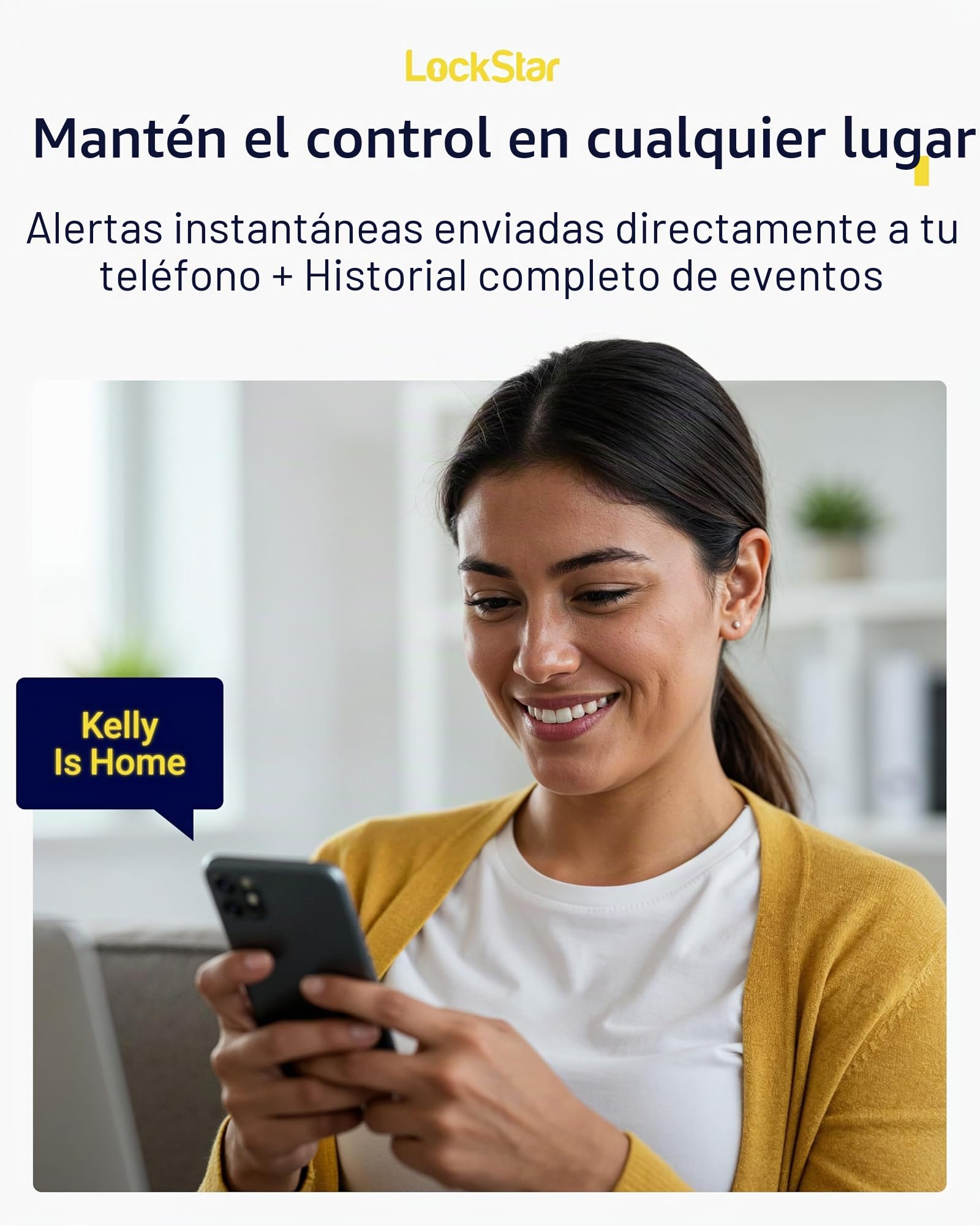 LOCKSTAR® Cerradura de puerta inteligente • Cerrojo de seguridad sin llave • Múltiples métodos de entrada - APP • ID táctil de huellas dactilares • Código de teclado • FOB • Llave tradicional •