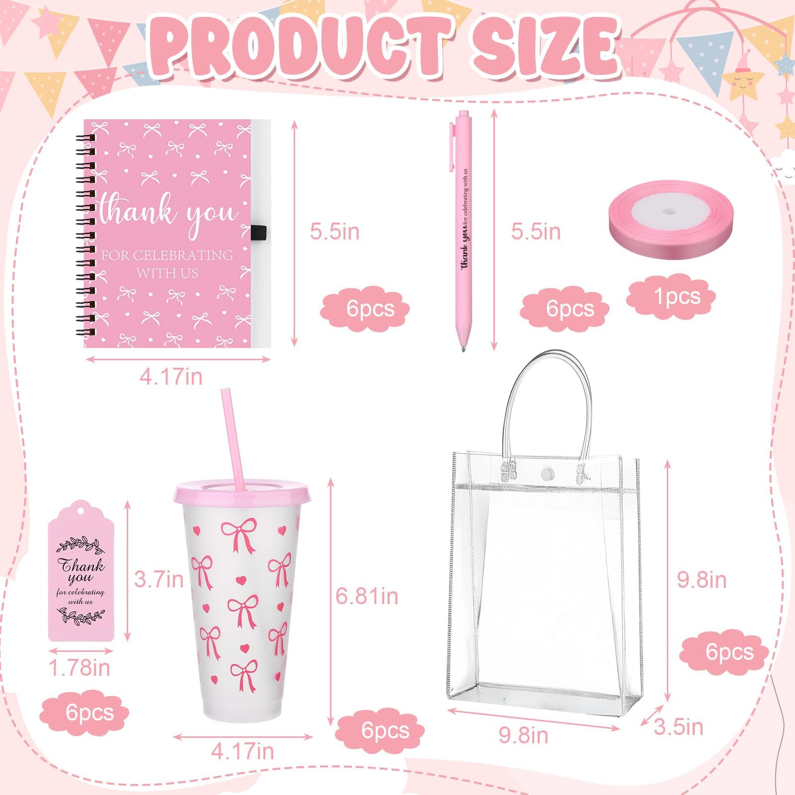 30 Stück Gastgeschenke für Babypartys für Gäste, wiederverwendbare Becher mit Deckel, Strohhalm, Dankeschön, Geschenk, Notizbuch, Kugelschreiber, Grußkarte, Tasche, Babyparty, Spielpreise, Spieler