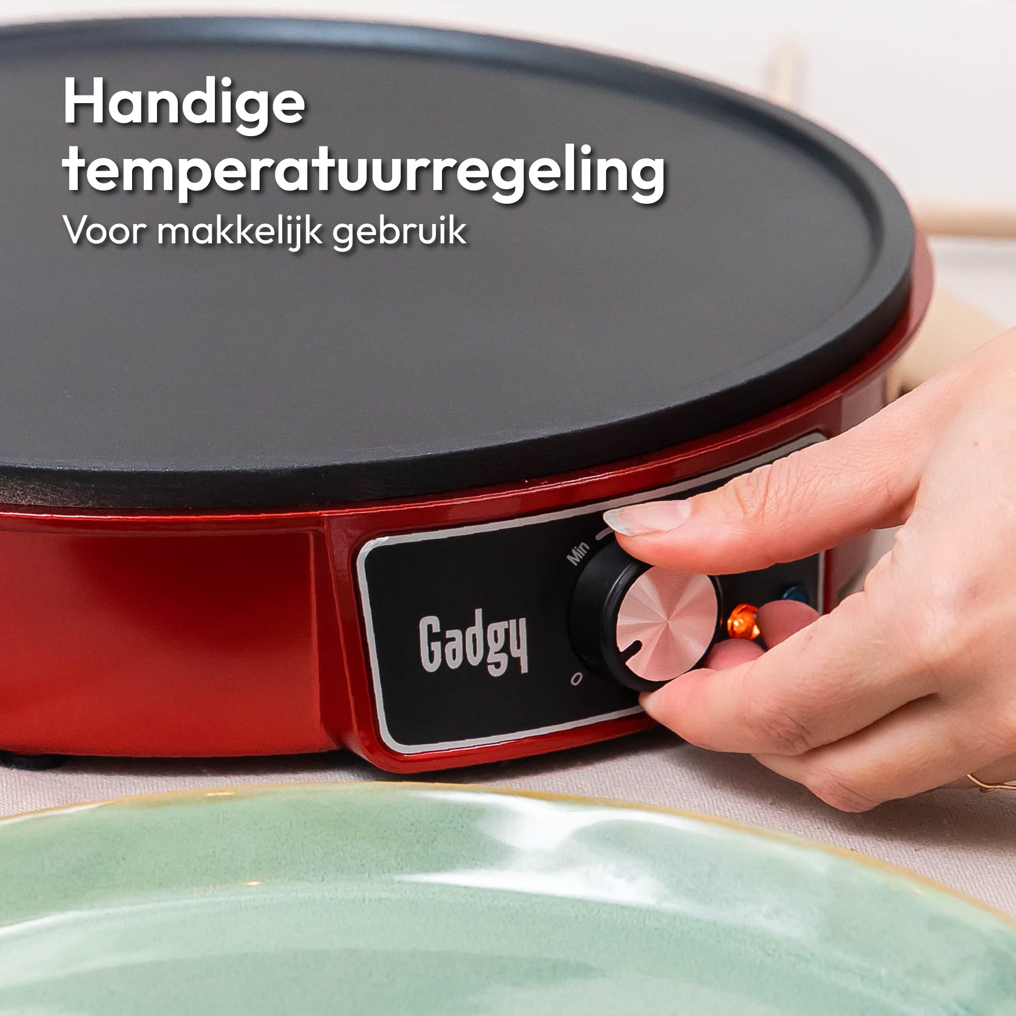 Gadgy Crêpes Maker | anti-aanbaklaag | 30 cm diameter | 1000 Watt verstelbare temperatuur | LED-statuslampen | incl. deegverdeler en spatel | omelet pannenkoeken eierkoeken spek