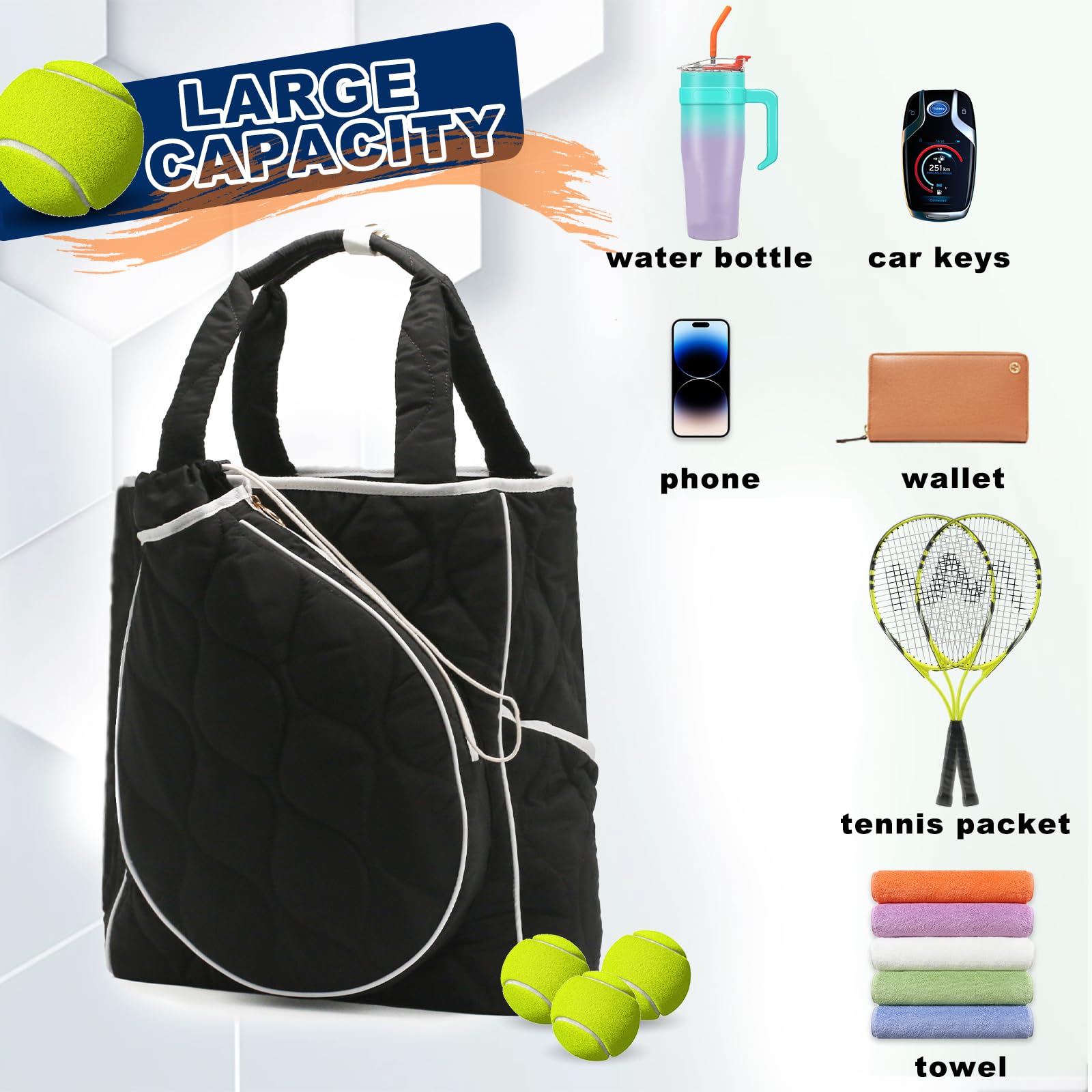 TILDOSAC 2-in-1 Tennis Tote Bag Tennisrucksack Racket Rucksack Tennistasche - Extra-große Quilted Pickleball Racquet Taschen, wasserdicht und leicht für Männer und Frauen