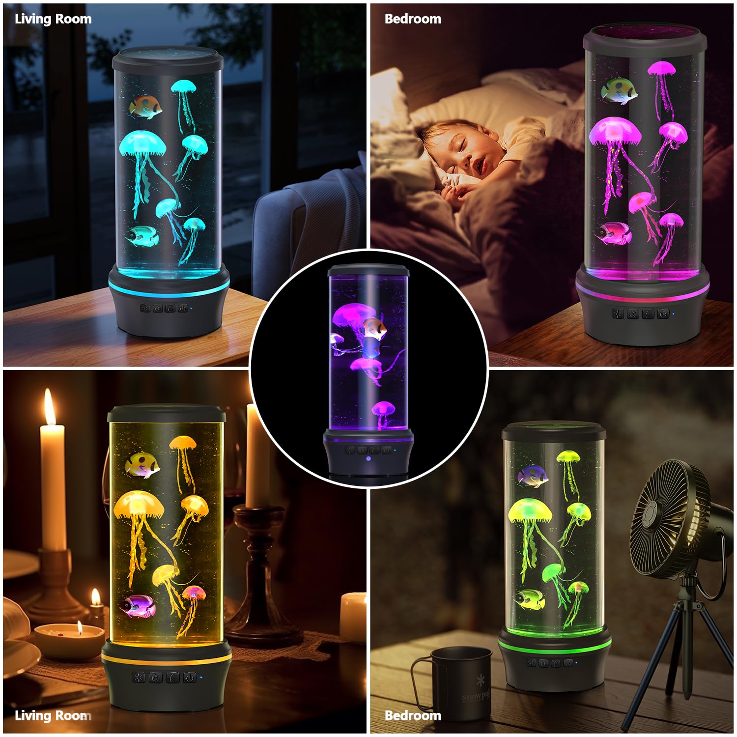 Kangtaixin Lampe lave LED - 8 couleurs LED Mood Lampe Méduse Aquarium Lampe pour Enfants, Amis, Cadeaux D'anniversaire