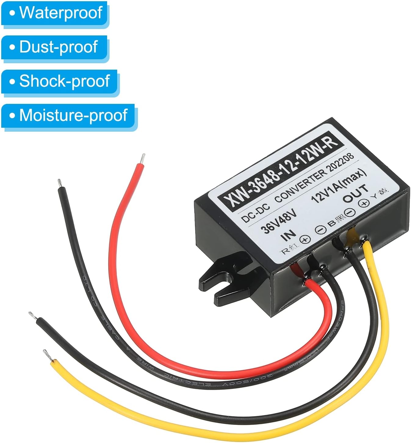PATIKIL DC 36V 48V to DC 12V 1A 12W Power Converter Regulator Plastic Shell for LED Solar System