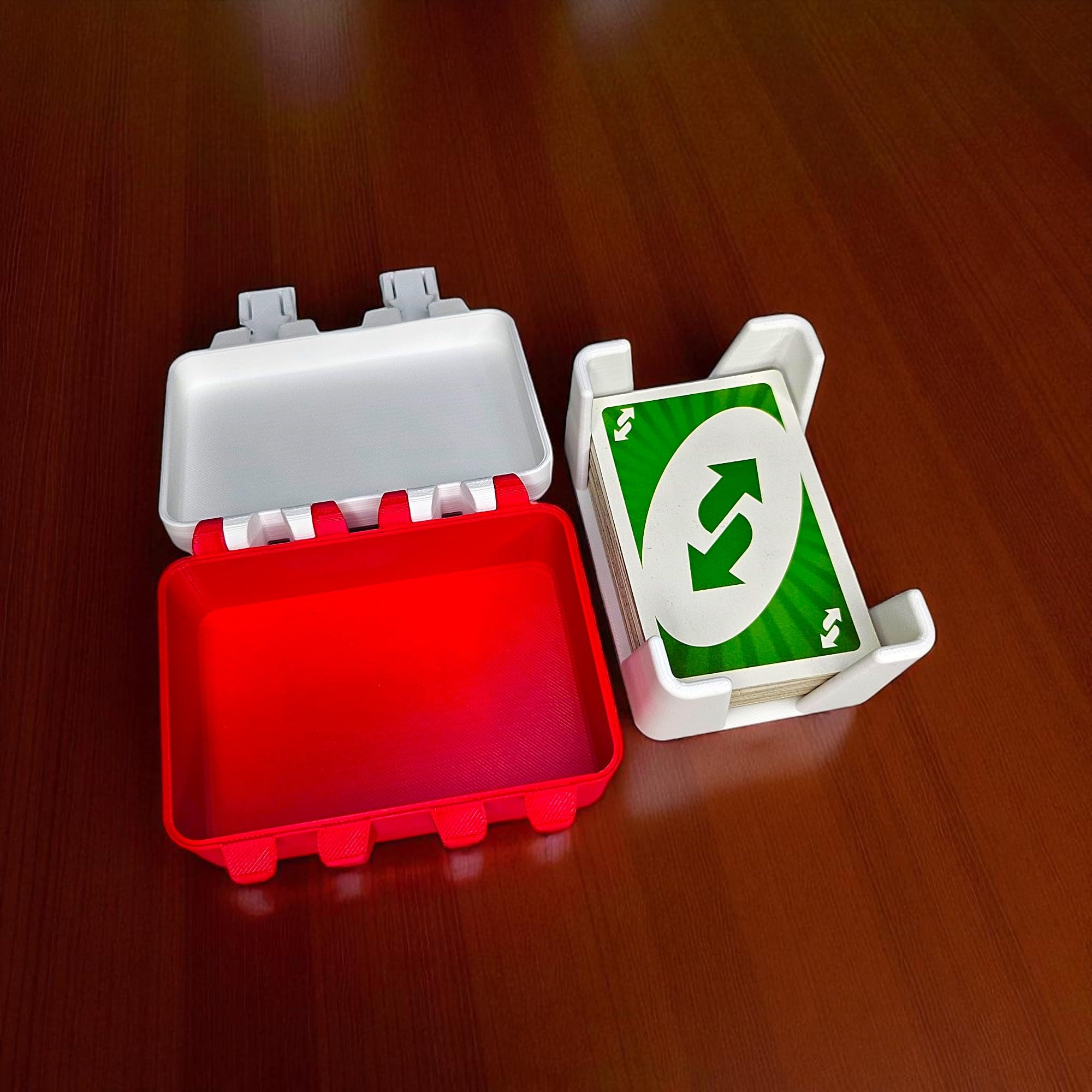 Sentosa Uno Card Game Storage Box with Snap On Locks, Inner Tray, Multicolor, Durable (Red Box + 1 Card Deck) 4