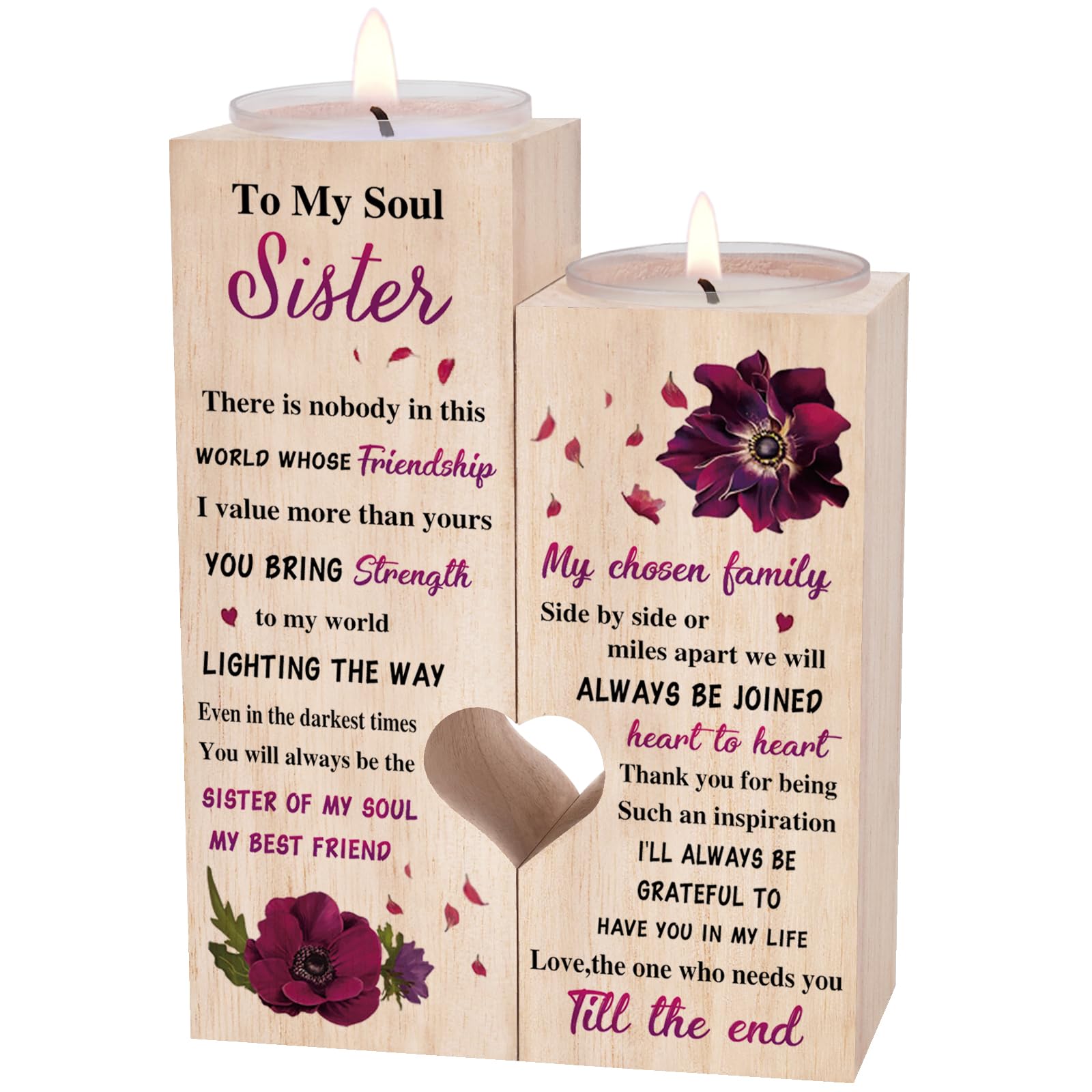 Soul Sister Gifts?Birthday Gifts for Women Best Friend - Dictionary Style Friendship Gifts for Soul Sister, Besties Gifts for Friend Female, BFF Gifts, Cute Soul Sister Wooden Candle Holders