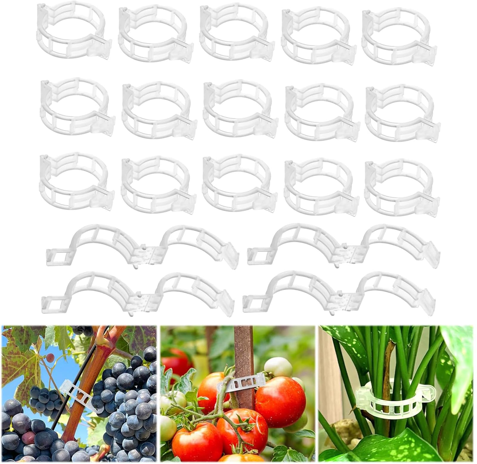 Upgrade Plant Support Clips Fixing Clips,2026 Reusable Thickened Secured Plastic Plant Clip for Climbing Plants,Garden Climbing Vines Fixing Clip for Tomato Grape Vine Flowers Vegetables. (50, White)
