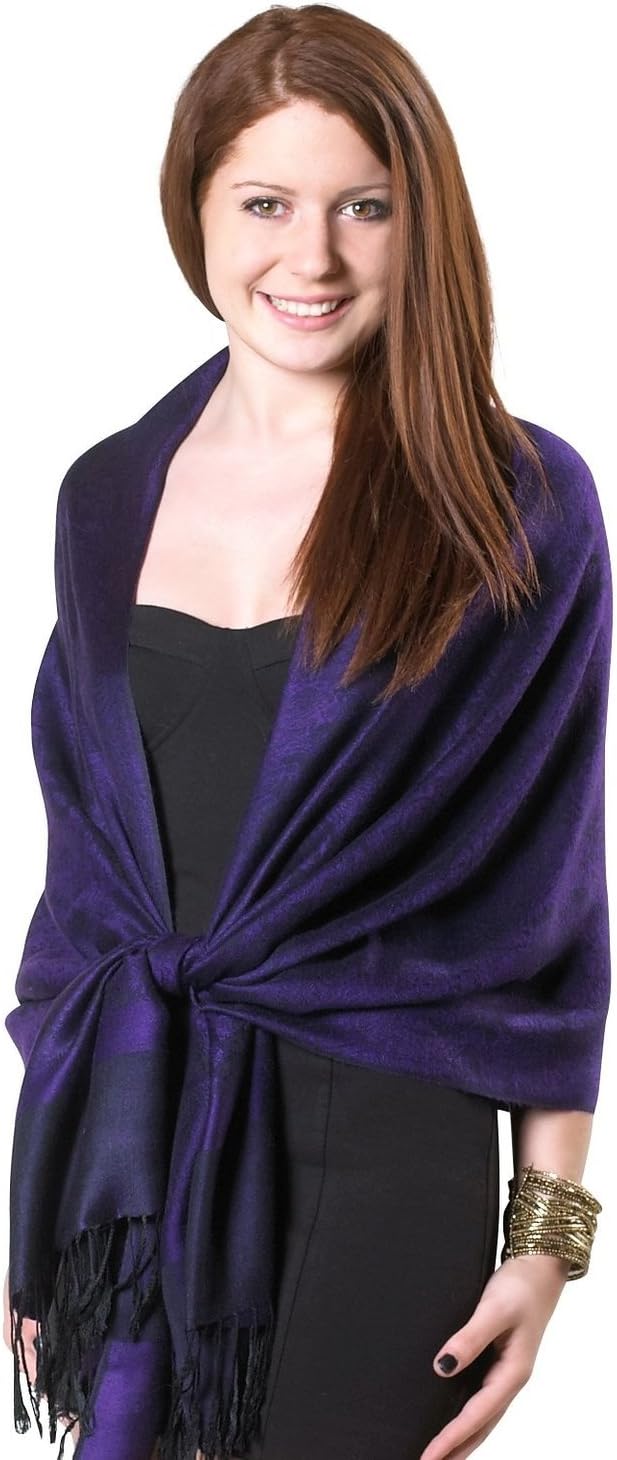 Gilbins Luxurious Paisley Design 28 x 70 Silk Blend Pashmina Shawl Wrap