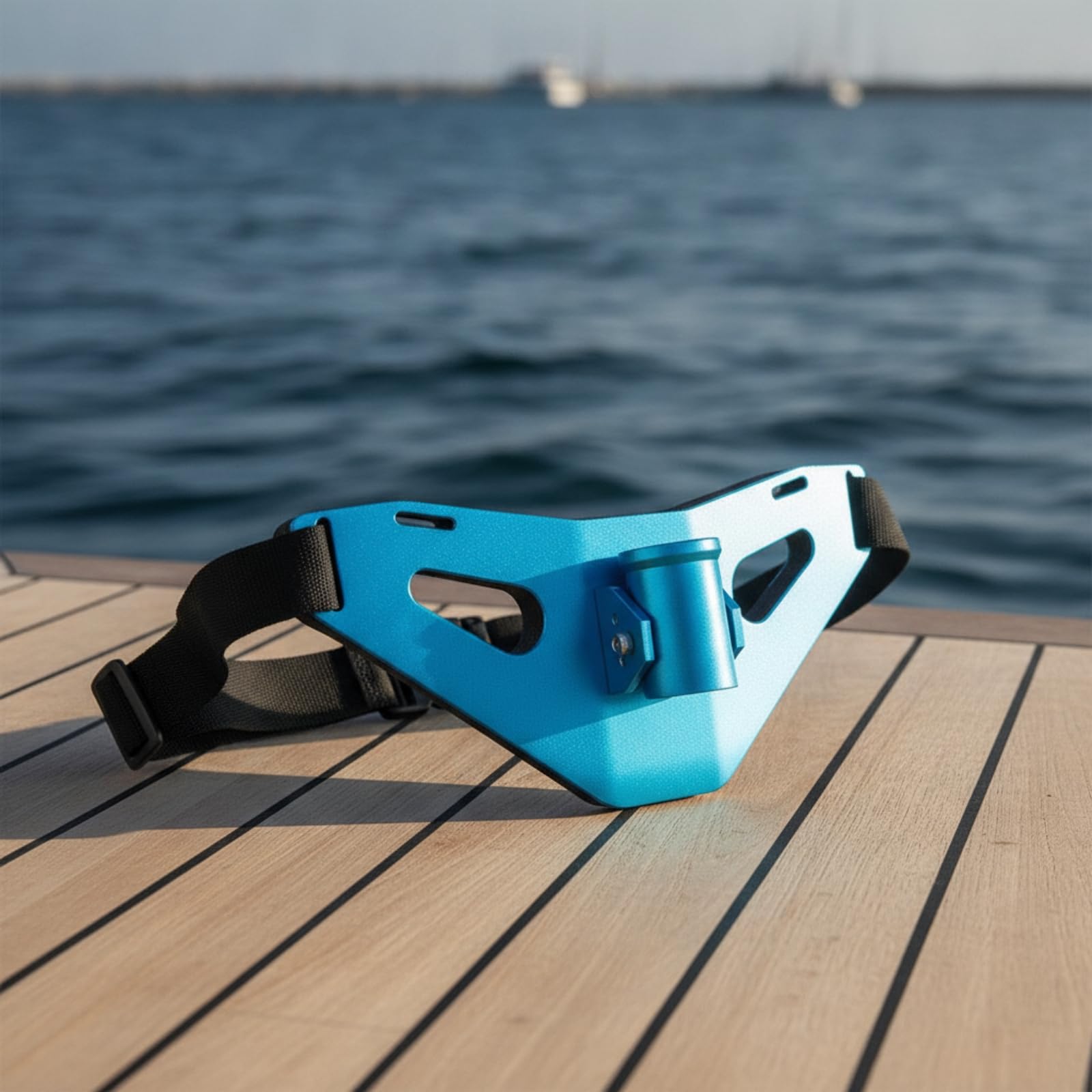 Baoblaze Supporto Vita Pesca Cintura Pesca Cintura con Portacanna Piastra Triangolare Satinata Fibbia Regolabile Alluminio E Nylon con Cuscinetto 9mm Mani