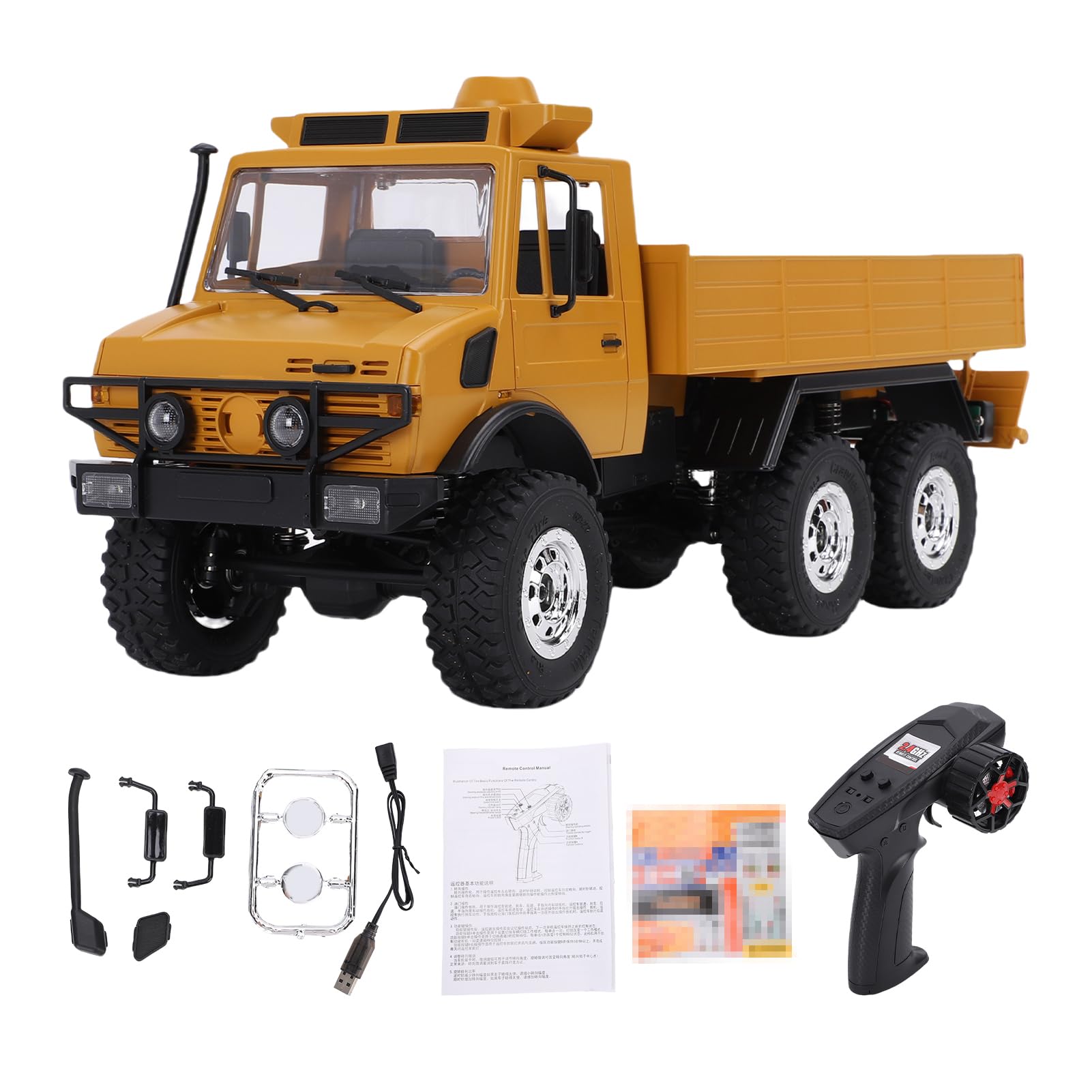 Fafeims RC Truck, 1:18 RC Off Road Transporter Truck with 6 Wheel Drive Motor Dual Speed Gearbox for Rough Terrain Crawler Adventure (Yellow)