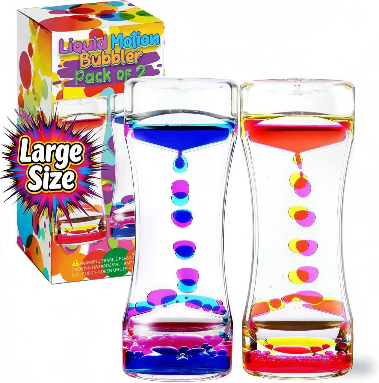 Liquid Motion Bubbler Visual Sensory Toys, Liquid Bubbler for Kids and Adults– New Big Calming Bubbler Toy- Colorful Liquid Hourhlass for School Supplier, Novelty Gifts, Desk Decor