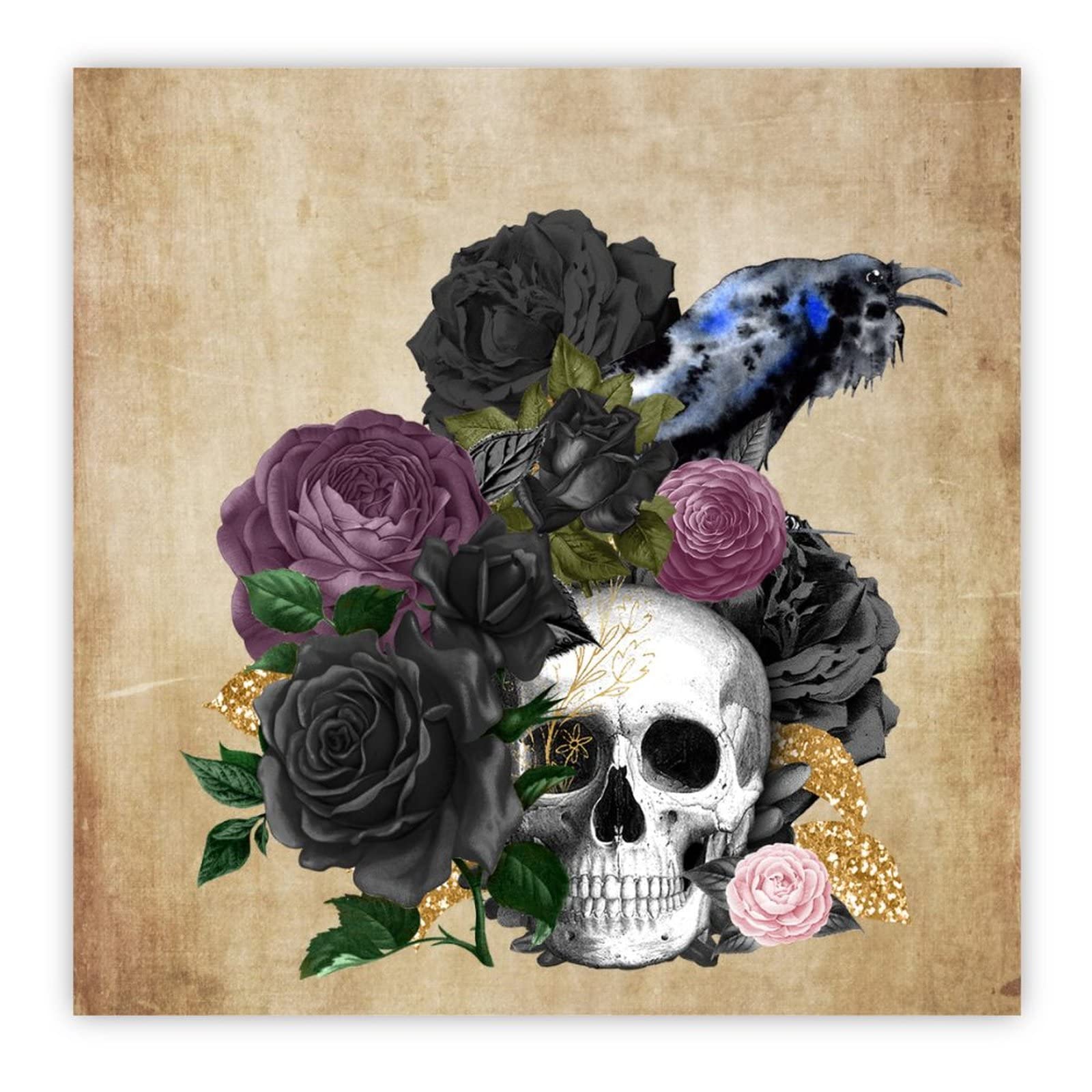 Plaque Halloween bois style rétro corbeau citrouille pour habiller vos murs vides