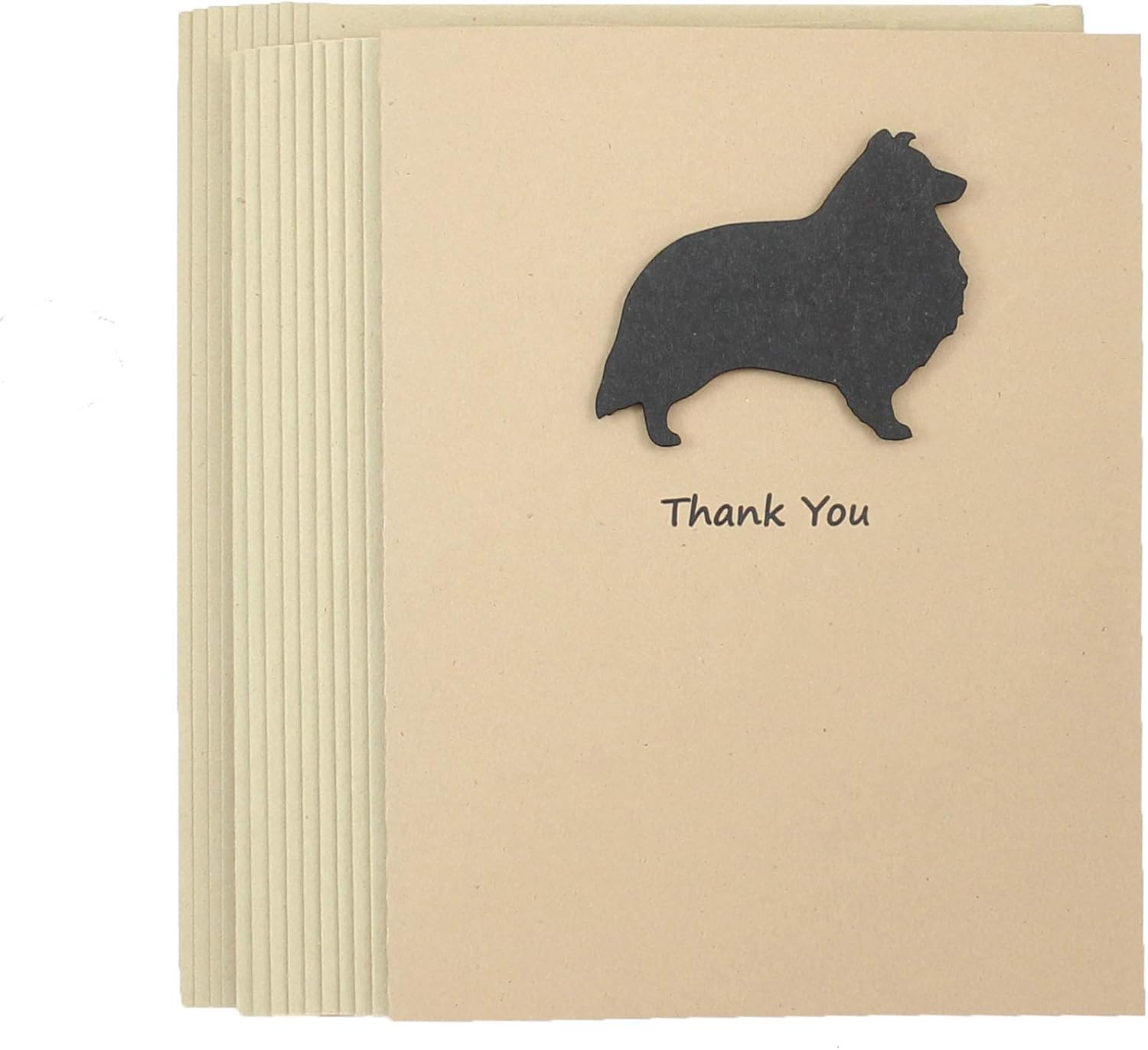 Sheltie | Shetland Sheepdog Thank You Cards 10 Pack | Handmade Black Dog Notecards