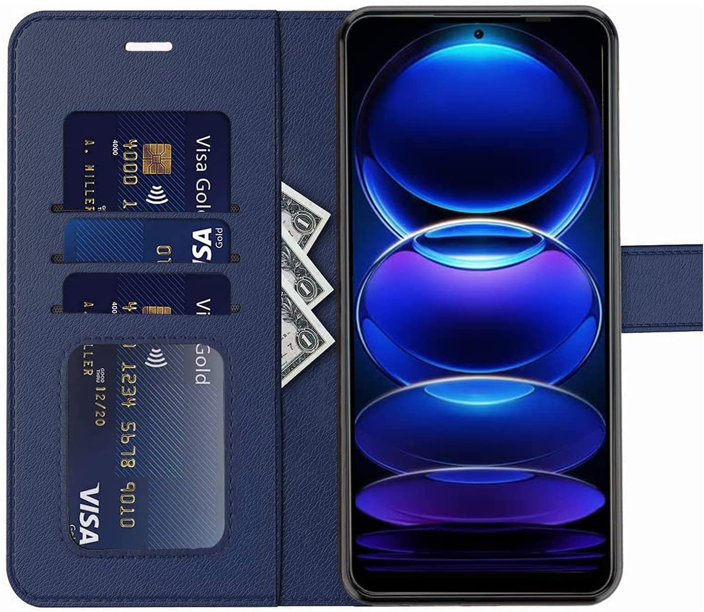 JayModCase Custodia per Xiaomi Redmi Note 12 Pro 5G, con chiusura lampo Funzione Stand scomparti [Magnetica] [Antiurto] Pelle portafoglio Cover per Redmi Note 12 Pro 5G - Blu
