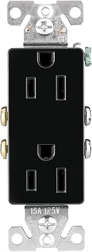 Eaton 1107-9BK 15-Amp 2-Pole 3-Wire 125-Volts Decorator Duplex Receptacle, Black