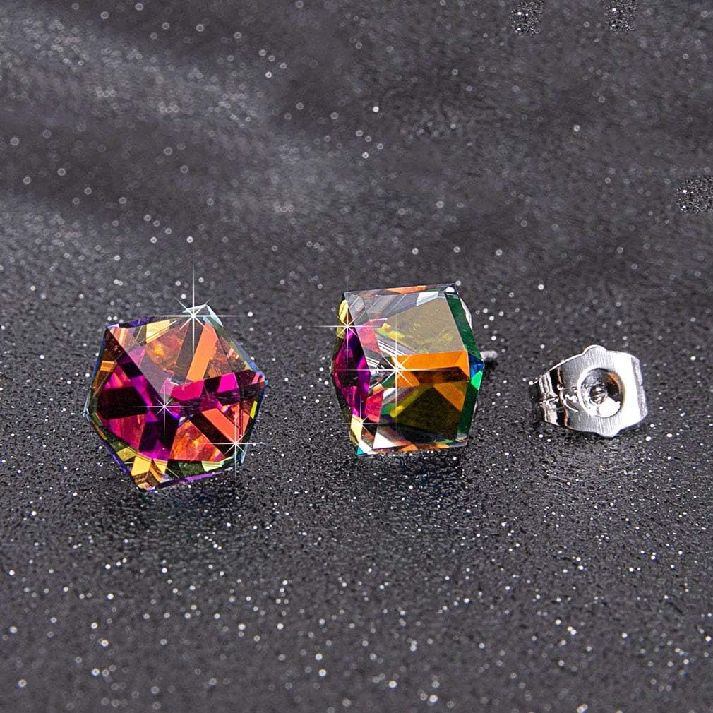 Cube Austrian Crystal Drop Stud Earrings for Women Fashion S925 Sterling Silver Hypoallergenic Jewelry - Image 3