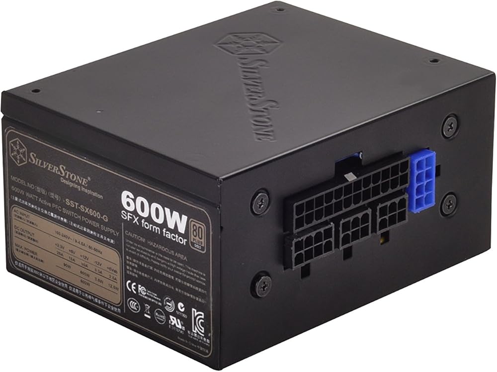 SilverStone Technology 600W SFX Form Factor 80 PLUS GOLD Full Modular Power Supply with +12V single rail, Active PFC thumbnail 2