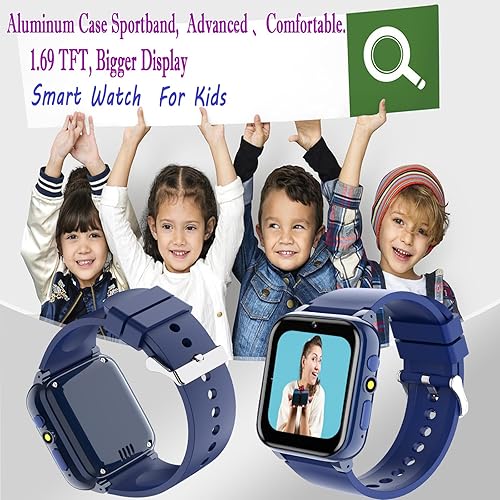Miniatura 2 de iCHOMKE Reloj inteligente para niños, reloj inteligente para niñas y niños con 26 juegos, grabadora de video y reproductor, linterna de calendario