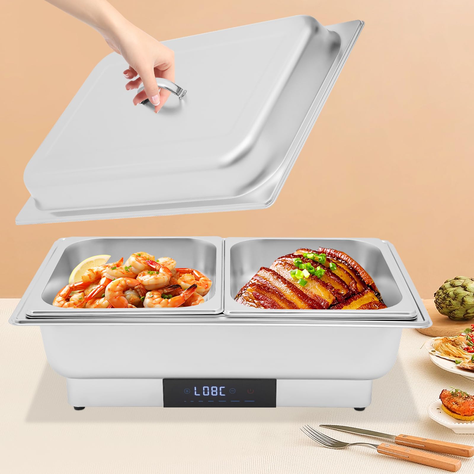9 l Chafing Dish elektryczny podgrzewacz do bufetu, 600 W, stal nierdzewna
