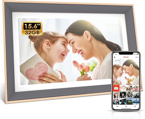 Miniatura 8 de FRAMEO - Marco de fotos digital, marco de fotos digital WiFi de 15.6 pulgadas, almacenamiento de 32 GB, marco de fotos con pantalla táctil, marco de