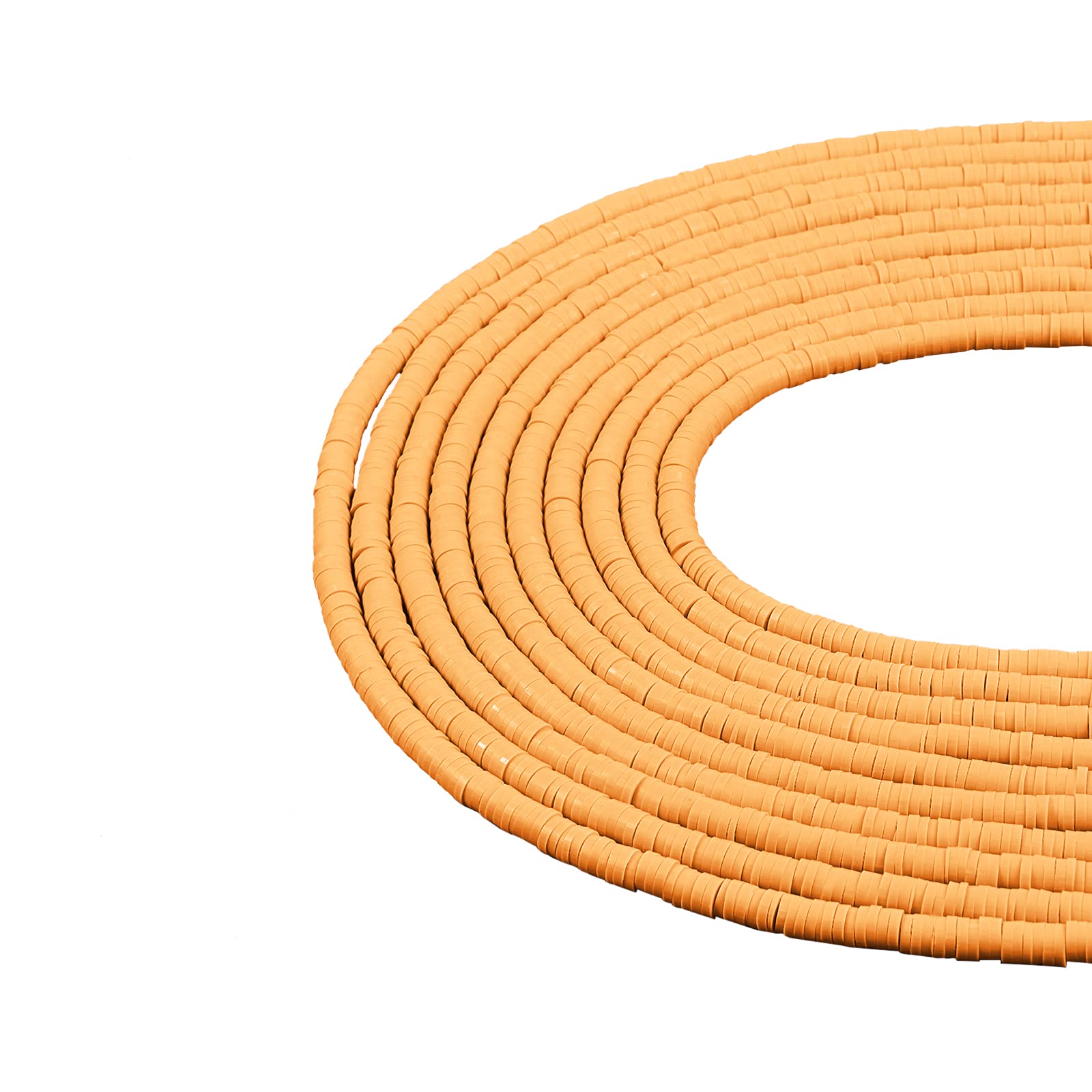 Ornaland 10 Strands 6mm Handmade Polymer Clay Beads Flat Round Disc Bead Vinyl Disc Heishi Bead for Bracelets Making (Orange Yellow)