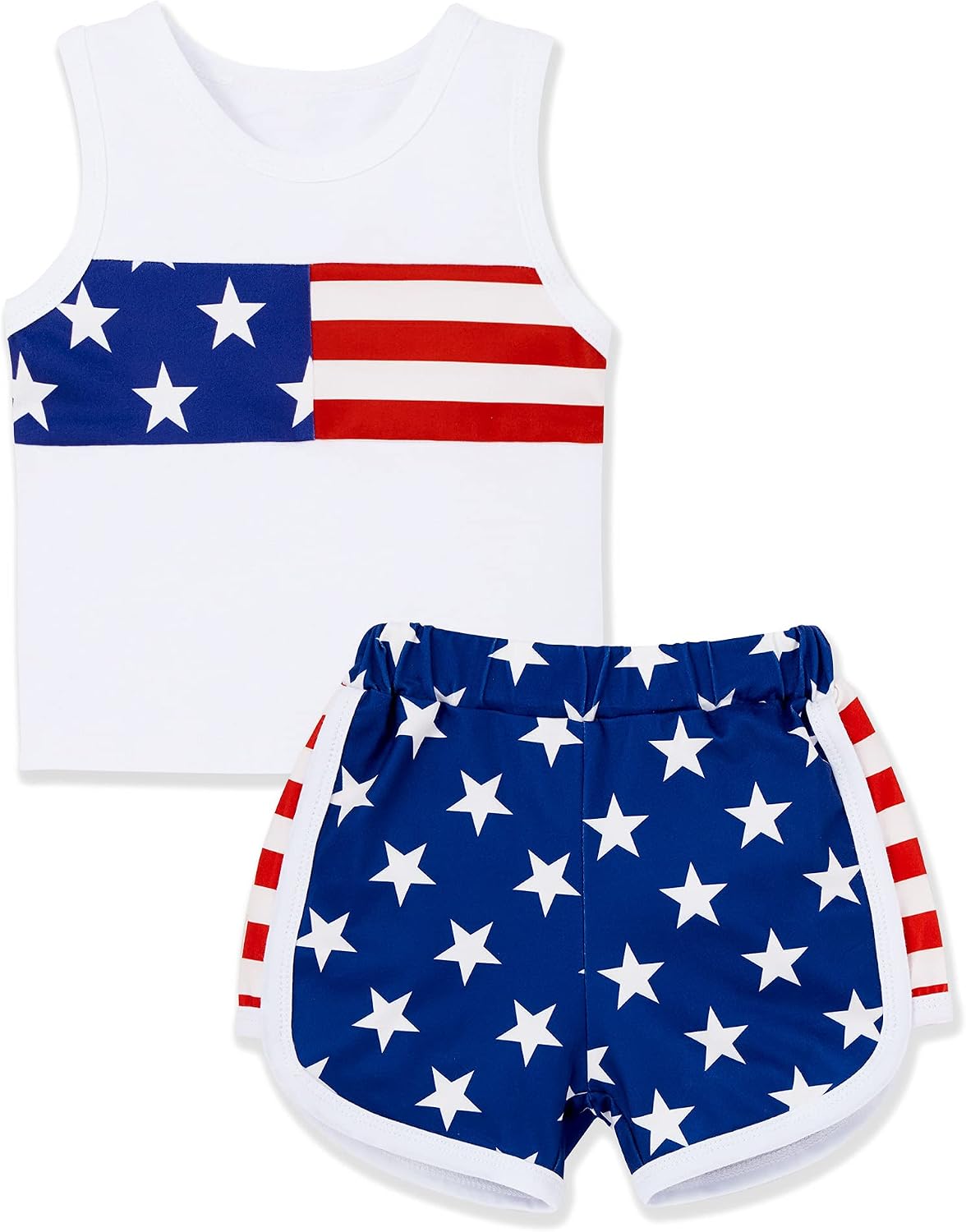 4th of July Toddler Baby Girl Outfit Stars Short Tops + Stripe Short Pants + Headband 3Pcs