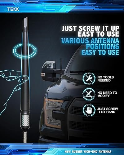 Vista 21 de TEKK Carbon Fiber Short Antenna Compatible with Street Glide/Road Glide Motorcycles 1998-2026/7.9 Inches Premium Flexible Rubber/Designed for