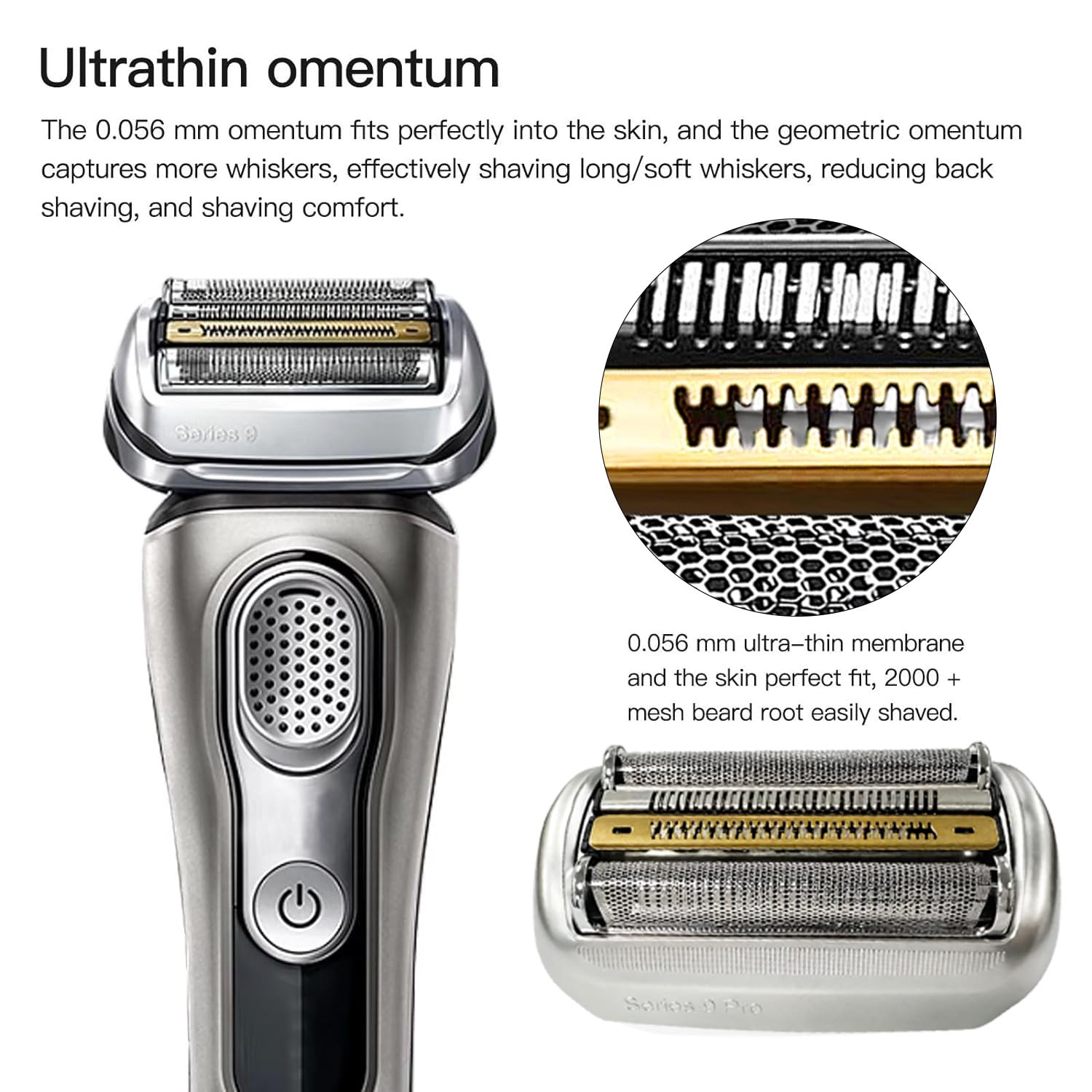 94M Ersatzköpfe für Braun Series 9,Scherkopf Kompatibel mit S9 PRO Rasier 9517s,9527s,9525s,9515s usw,S9 Scherkopf Ersatzklingen Folienkopf Zubehörund Körperpflege von Männern(Silber)