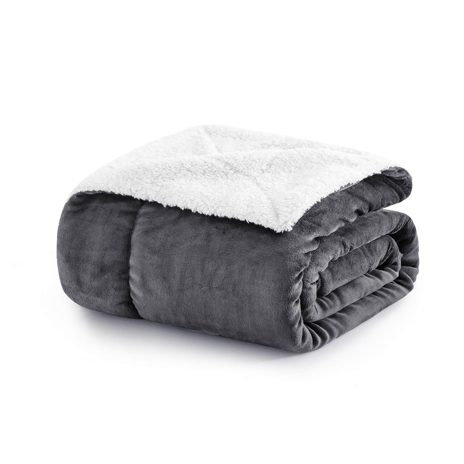 Moonlight20015 Grey Sherpa Fleece Throw Blanket Queen Size - Fluffy & Soft Large Blankets For Bed - Microfiber Solid Warm Thick Throws For Sofas And Couch (, 220X240cm)