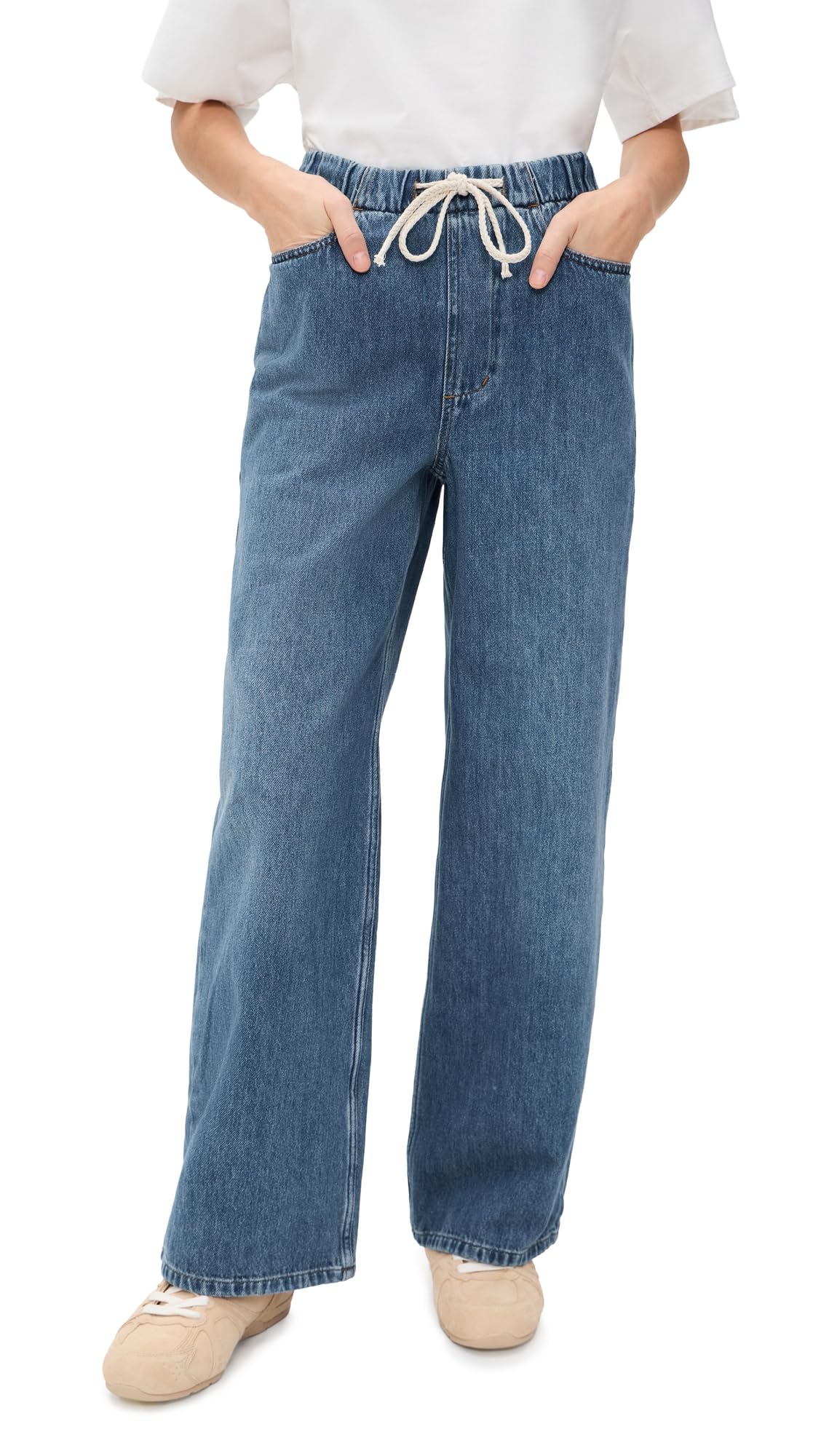 Marine Layer Women's Drawstring Denim Wide Leg Pants