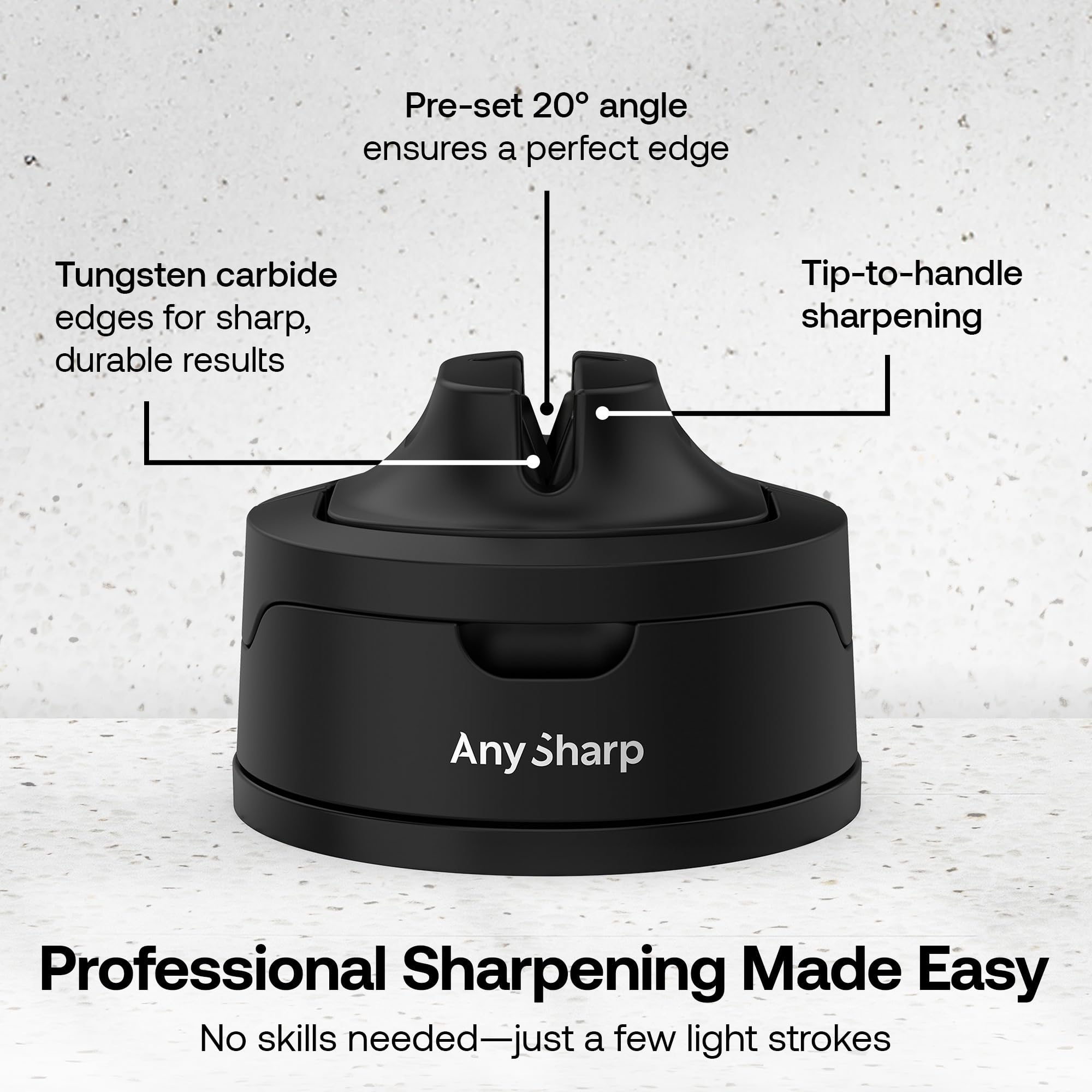 AnySharp Knife Sharpener, Hands-Free Safety, PowerGrip Suction, Safely Sharpens All Kitchen Knives, Ideal for Hardened Steel & Serrated, World's Best, Compact, One Size, Silver — view 28