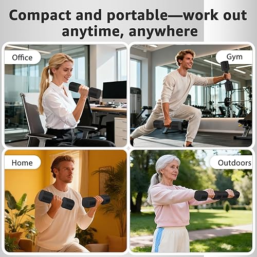 Miniatura 6 de Juego de 2 mancuernas ajustables, juego de pesas ajustables, mango antideslizante, juego de mancuernas 4 en 1 para mujeres en casa, 2.2 libras, 3.3