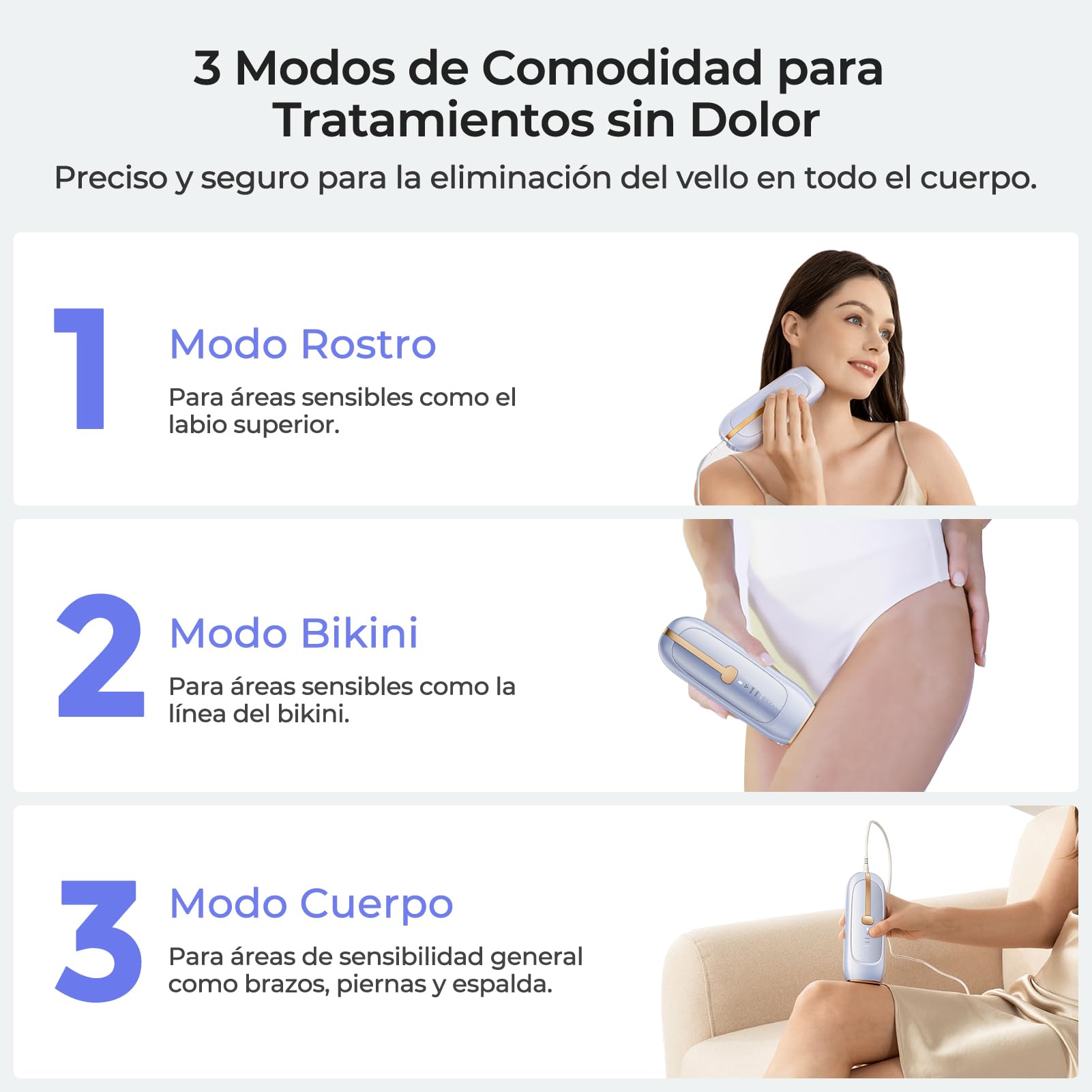 Depiladora Luz Pulsada, IPL Sapphire Indolora Depiladora Laser para Mujeres y Hombres, Con Funda, Enfriamiento Efecto Hielo, para Piernas, Bikini, Axilas, Cara, Cuerpo