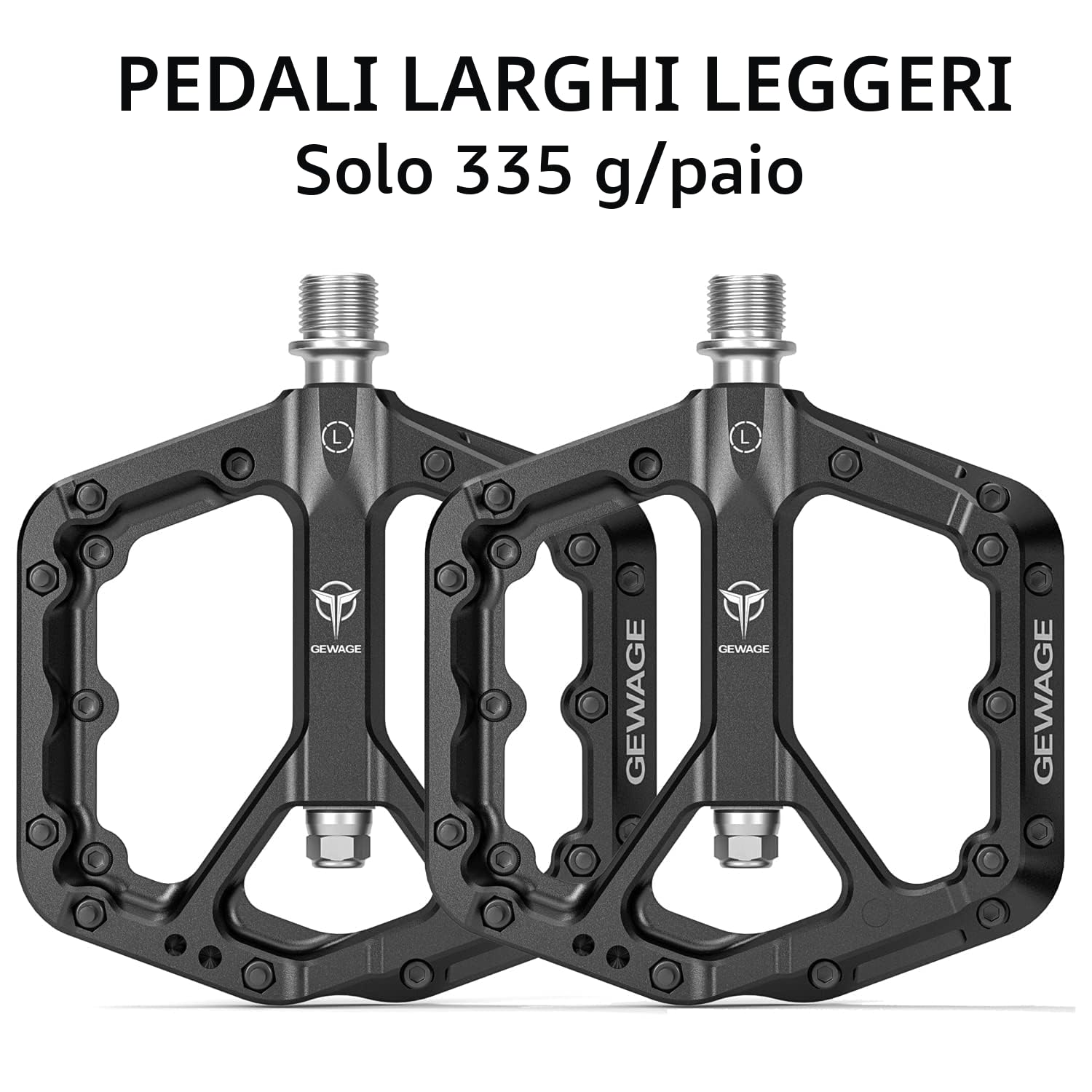 GEWAGE Pedali per mountain bike, pedali in fibra di nylon antiscivolo MTB, pedali per bicicletta da 9/16", pedali a piattaforma piatta leggeri e larghi