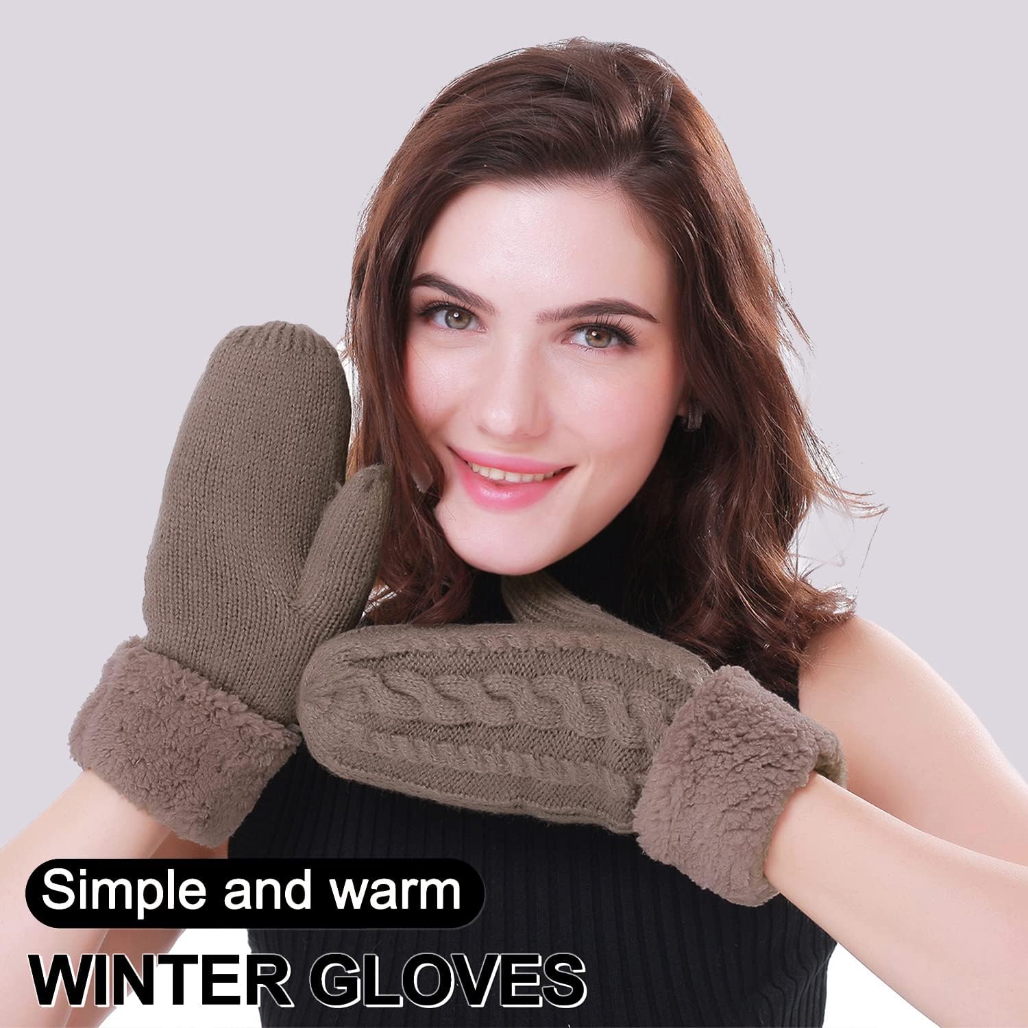 Whiteleopard Women's Winter Gloves Warm Lining - Cozy Wool Knit Thick Gloves Mittens - Image 6
