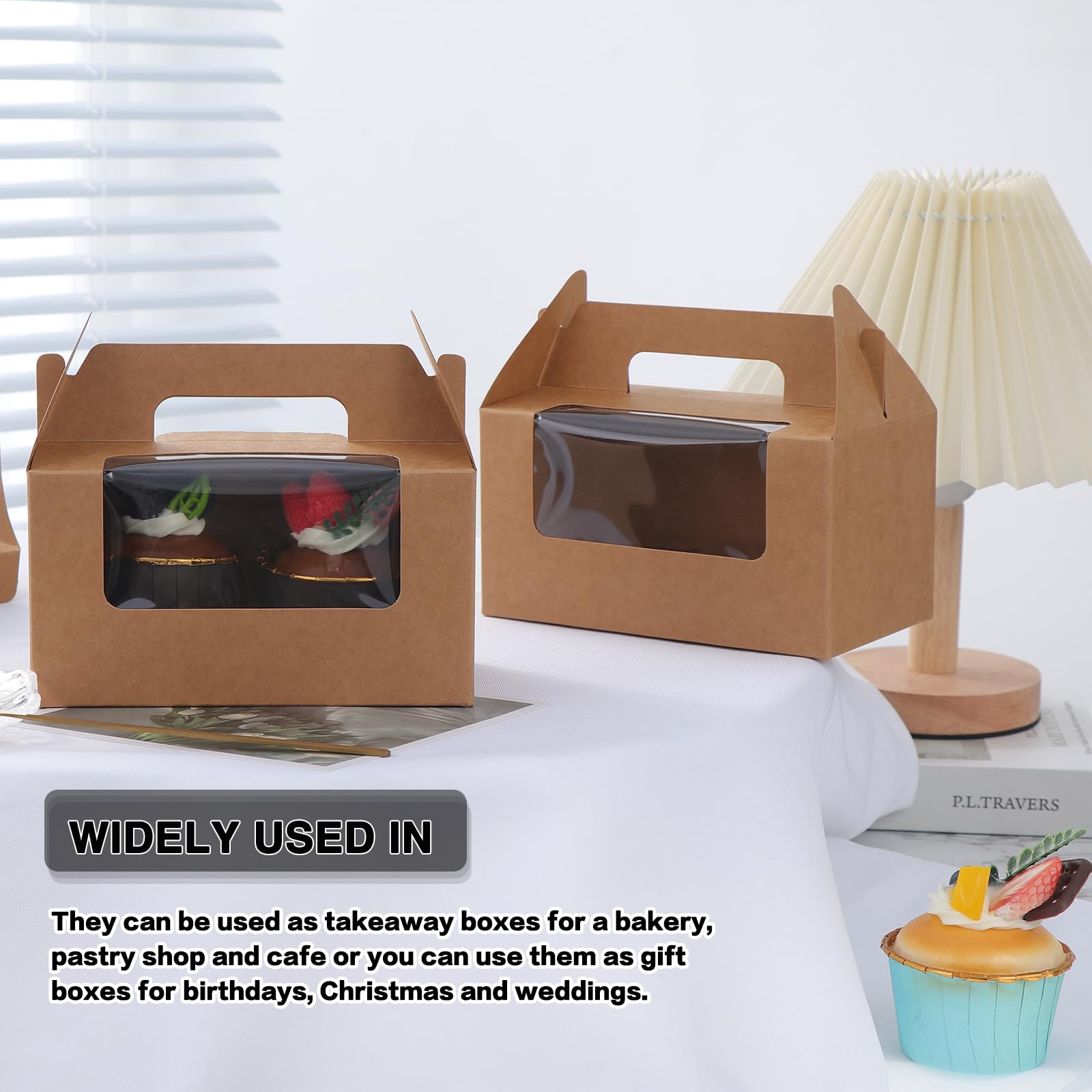 50 Scatole Per Cupcake A 2 Fori In Carta Kraft Con Finestra: Confezioni Regalo Per Torte, Biscotti E Dessert
