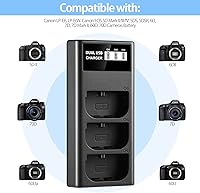 Vista 2 de ENEGON LP-E6 LP-E6N LP-E6NH Cargador USB LCD de triple ranura para Canon EOS 5D Mark II III y IV, 70D, 5Ds, 6D, 5DsR, 80D, 7D y 7D Mark II, EOS 60D
