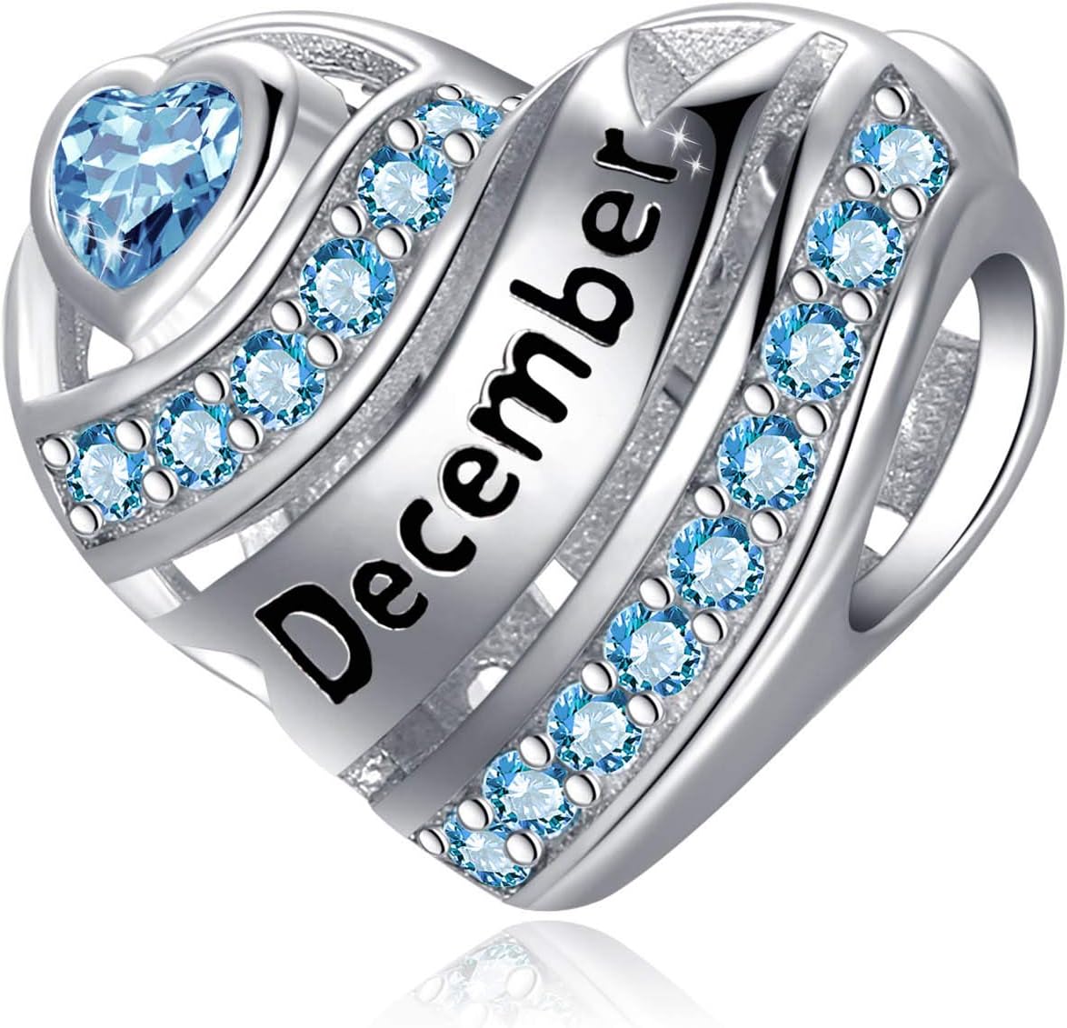 Birthstone Heart Charms for Charms Bracelet-925 Sterling Silver Love Heart Bead Charms for Bracelets and Necklaces, Birthday Gifts for Women.