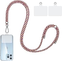 Vista 10 de Cordón cruzado para teléfono celular, cordones universales para teléfono con 2 parches transparentes compatibles con la mayoría de teléfonos (negro)