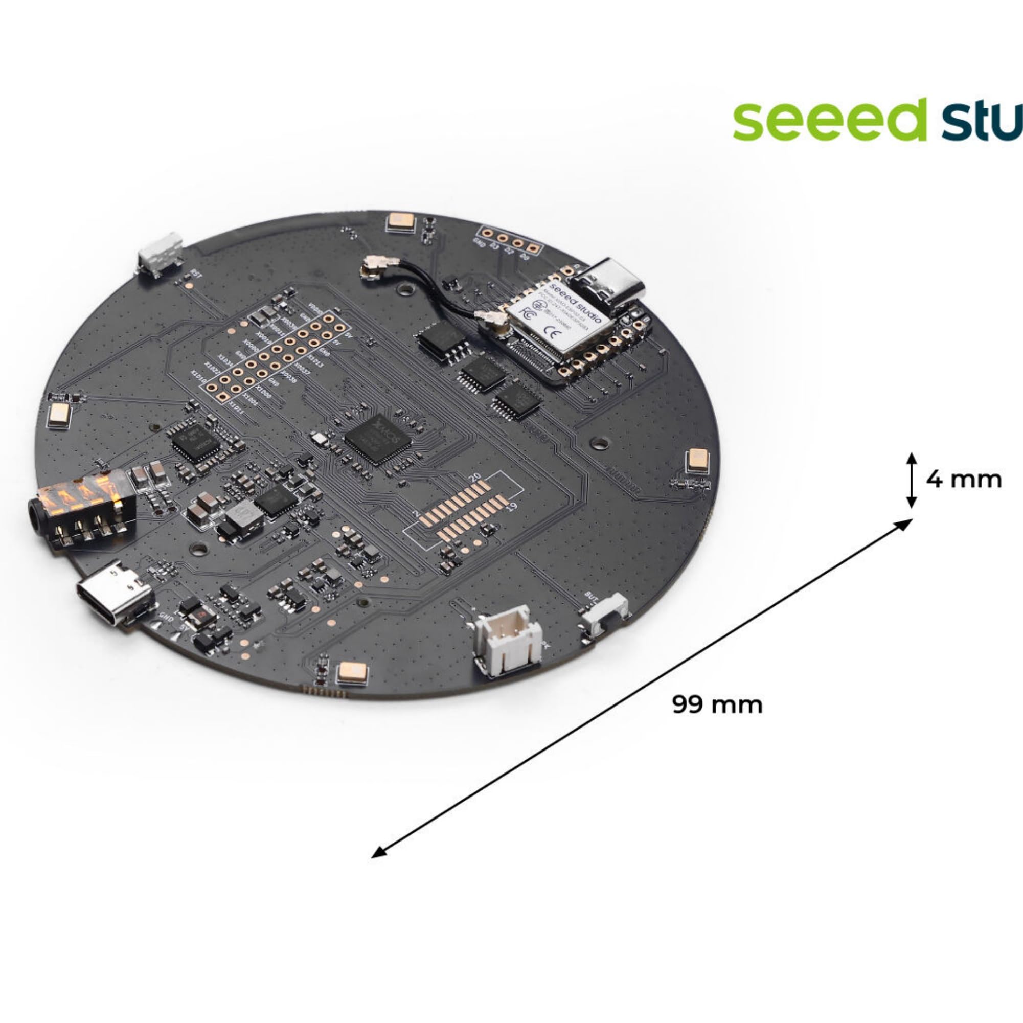 ReSpeaker XVF3800 4-Mikrofon Array USB Sprachmikrofon Modul | XMOS AI Geräuschunterdrückung, Für Raspberry Pi, Für ESP32, Für PC, Smart Home Sprachsteuerung