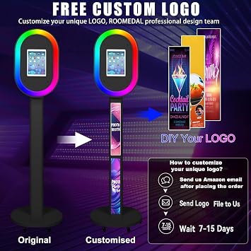 Portable Photo Booth Machine Compatible with iPad 10.2 10.5 10.9 11 12.9 13,Metal Selfie Station photobooth Machine,RGB Ring Light,Custom Logo,for Parties Wedding Rental (Honeycomb Box)