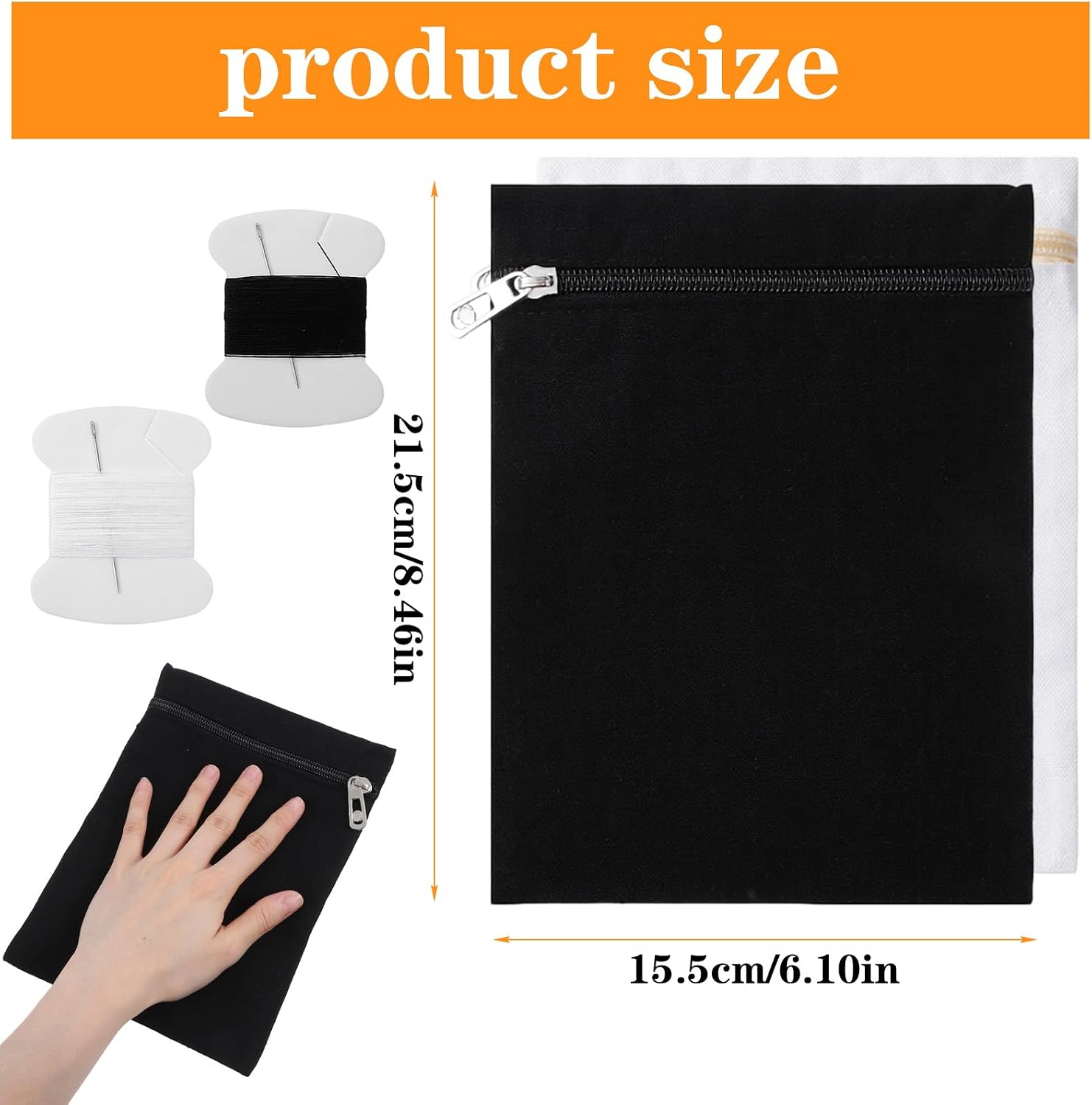 2 Pcs Sew in Pockets for Clothing Travel Coat with Hidden Pockets, Secure Side Pocket Attachable for Clothes, Sew-On Hidden Pocket Clothing with Zipper