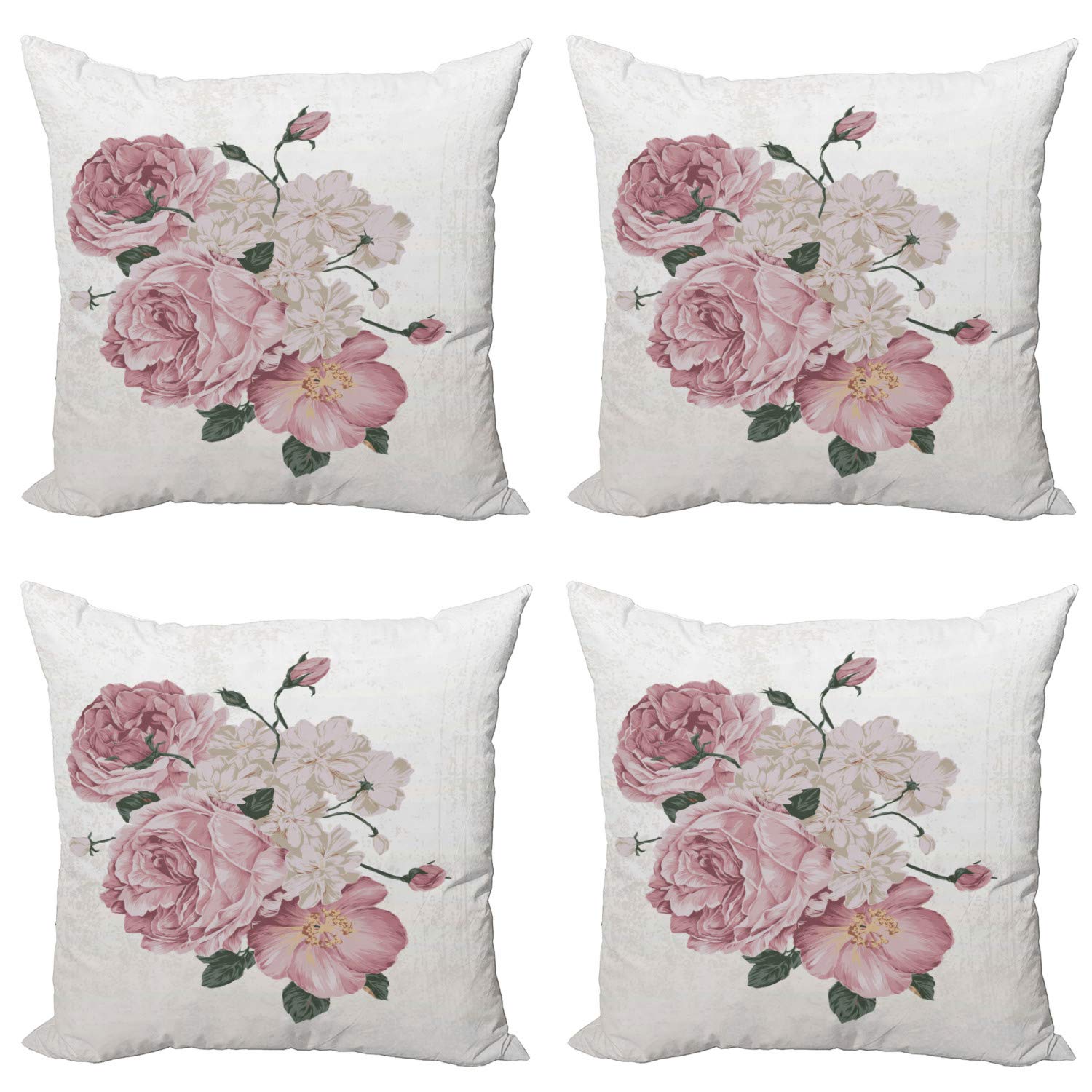 ABAKUHAUS Volpe Federe Cuscini Set di 2, Foresta Fauna e Flora, Stampa Digitale Fronte-Retro con Accento Moderno, 60 cm x 60 cm, Marrone Arancione Verde Mela