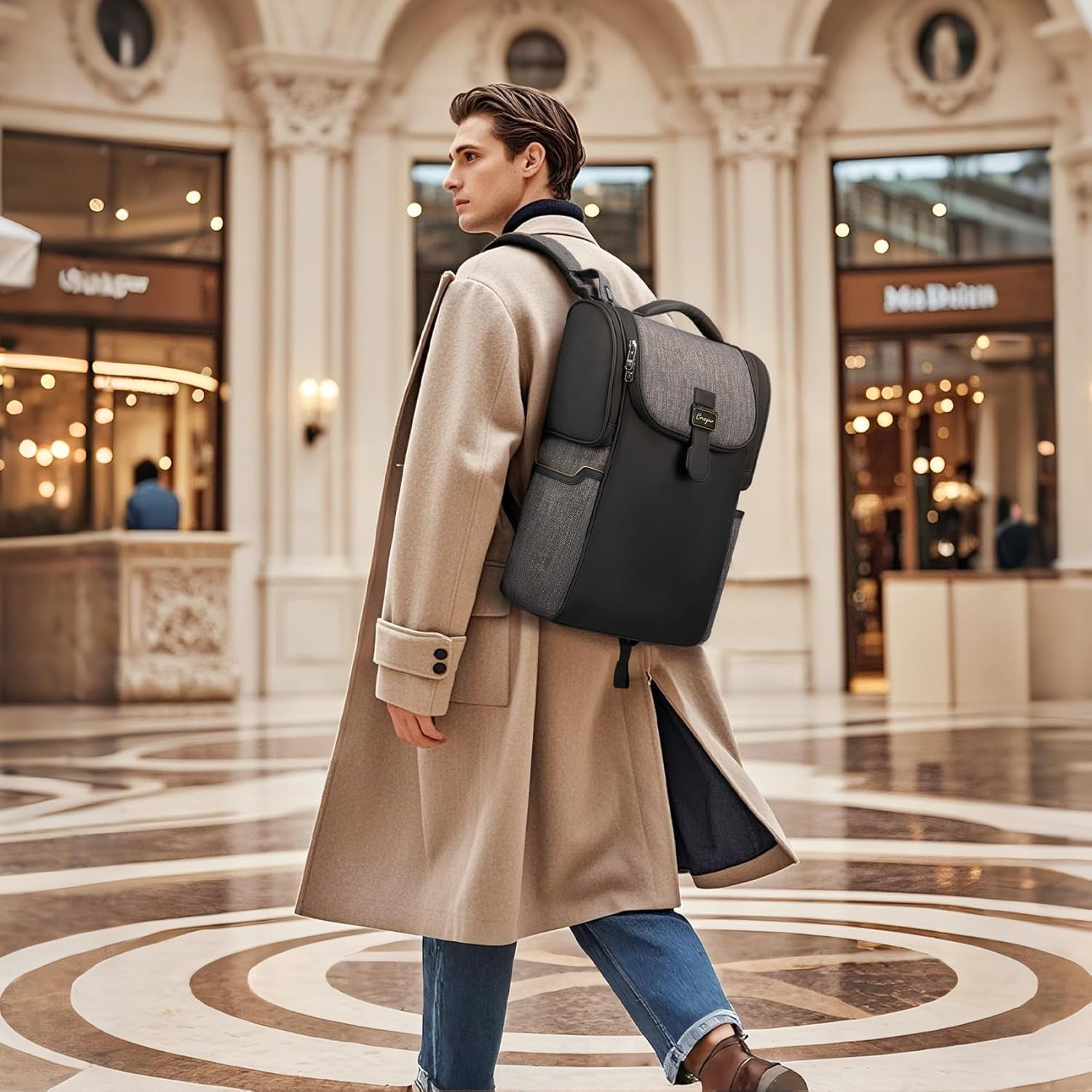 CROSSGEAR Casual Daypack Backpack, Lightweight, Shock-absorbing Padding Strap, Breathable Back, Work Business Laptop Backpack for Men, Multi-Pocket, Water-resistant, 14” Laptop Compartment, 24L - Image 7