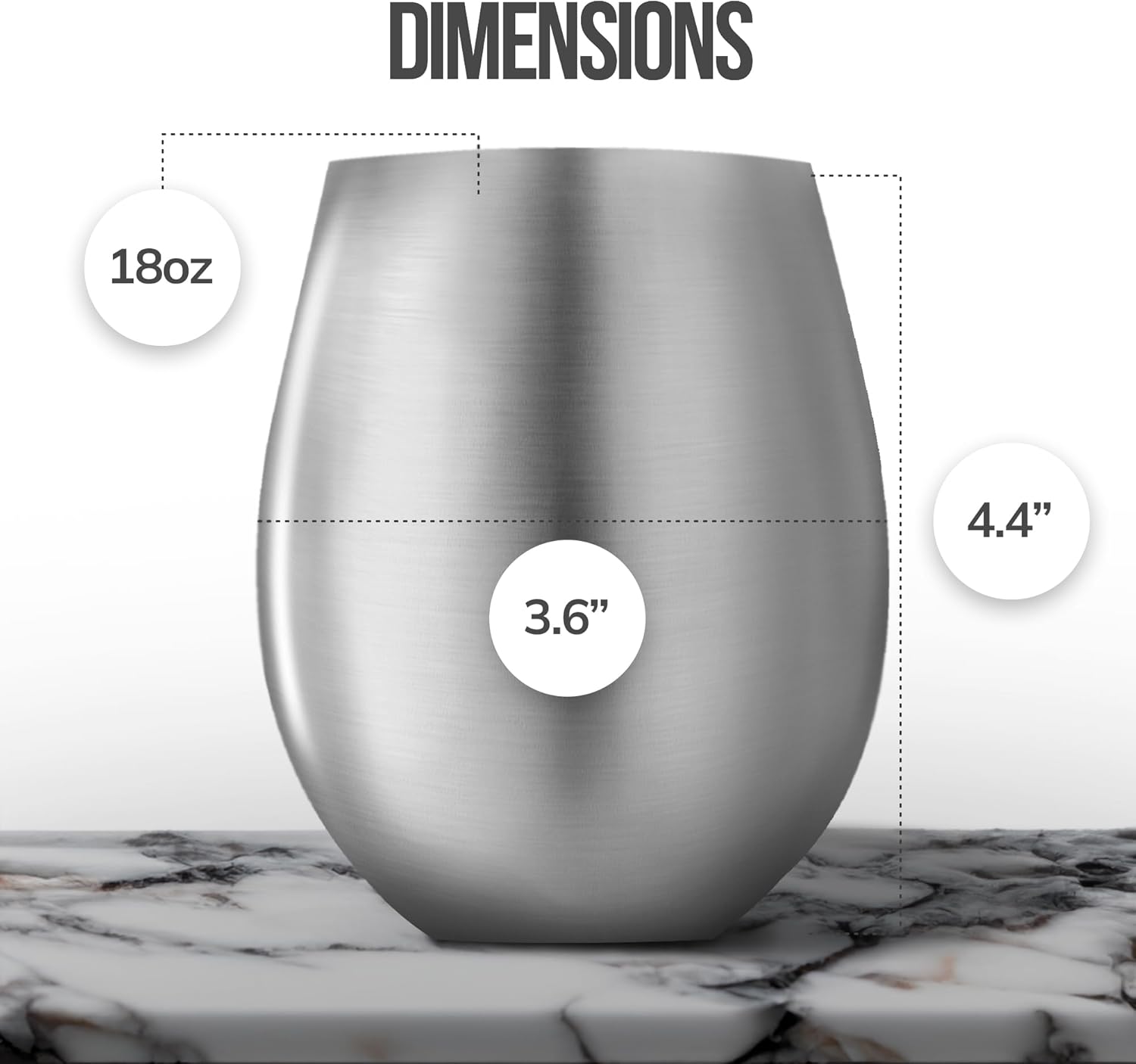 TenTen Labs Stainless Steel Stemless Wine Glasses (Set of 2) with Wine Aerator and Stopper - 18oz - Unbreakable Wine Glass for Outdoors, Travel, Camping and Pool - Brushed Silver - Image 7