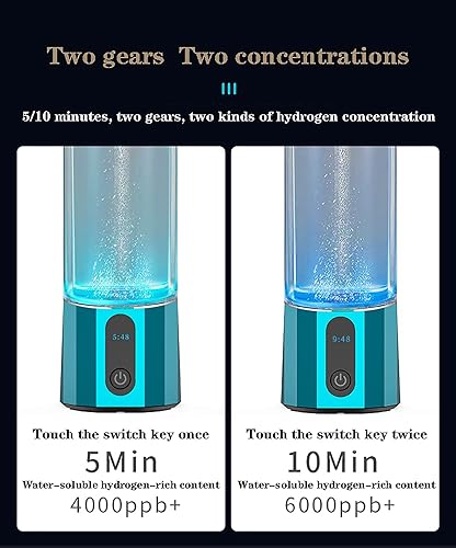 Miniatura 8 de Generador de botellas de agua de hidrógeno, hasta 6000-8000 PPB, máquina ionizadora de agua de hidrógeno portátil con tecnología PEM, para viajes en