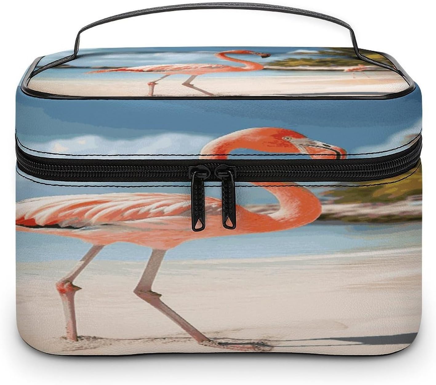 Beach Flamingo Travel Makeup Bag Cosmetic Bag Toiletry Bags